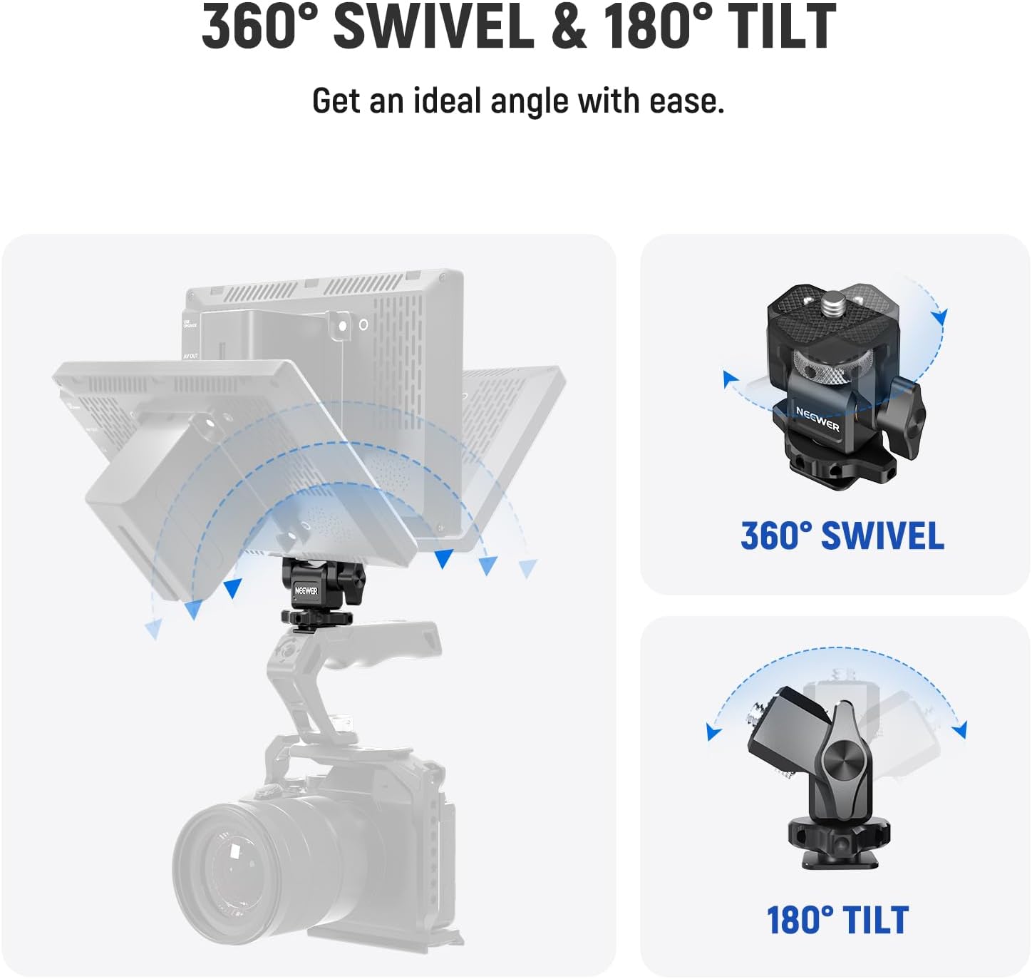 Detalle 2 de NEEWER Cold Shoe Camera Monitor Mount (MA006) for Atomos Ninja V and 5–7in field monitors