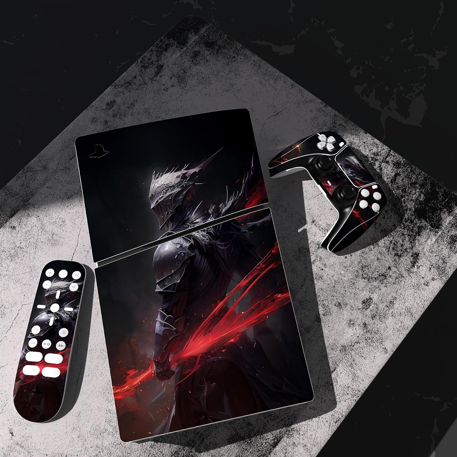 Detalle de playvital Full Set Skin Sticker for PS5 Slim Digital Edition (new smaller design) – Abyss Knight