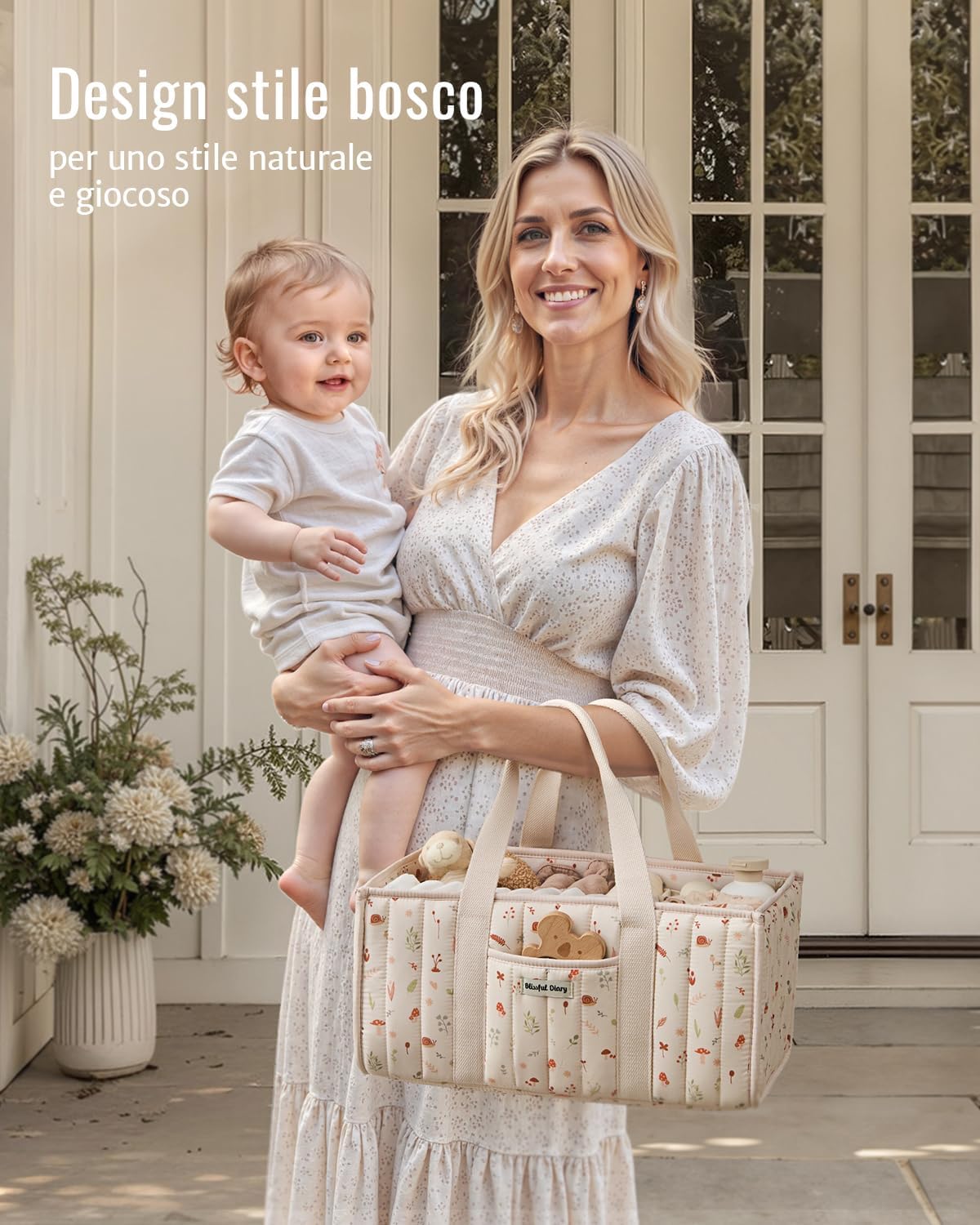 Thumbnail 6 de Blissful Diary Organizer per pannolini: Caddy floreale, organizer per fasciatoio e cesto per neonati