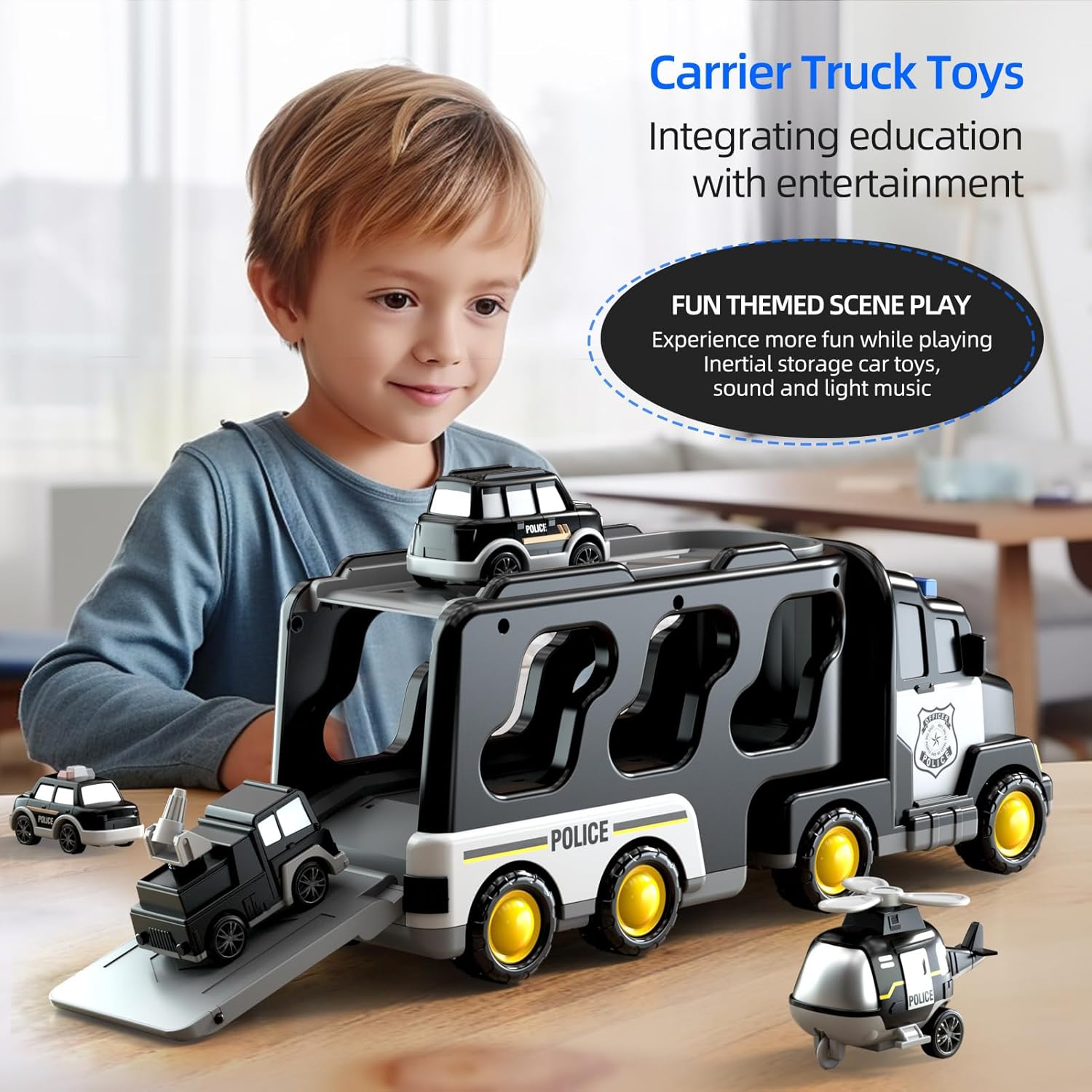 Thumbnail 5 de Beby Buty 5 in 1 Police Trucks Toys for Toddlers (3-5 Years) – Light, Sound, and Learn