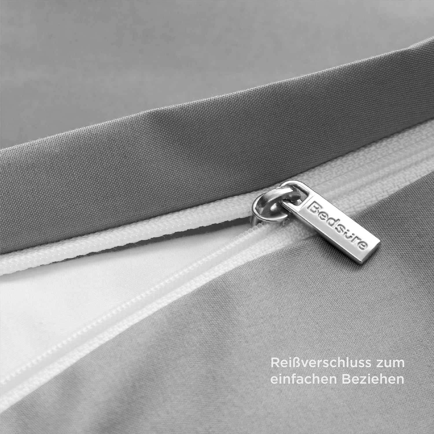 Thumbnail 6 de BEDSURE Bettwäsche 135x200 4-teilig Grau – 2 Bettbezüge 135x200 cm und 2 Kissenbezüge 80x80 cm