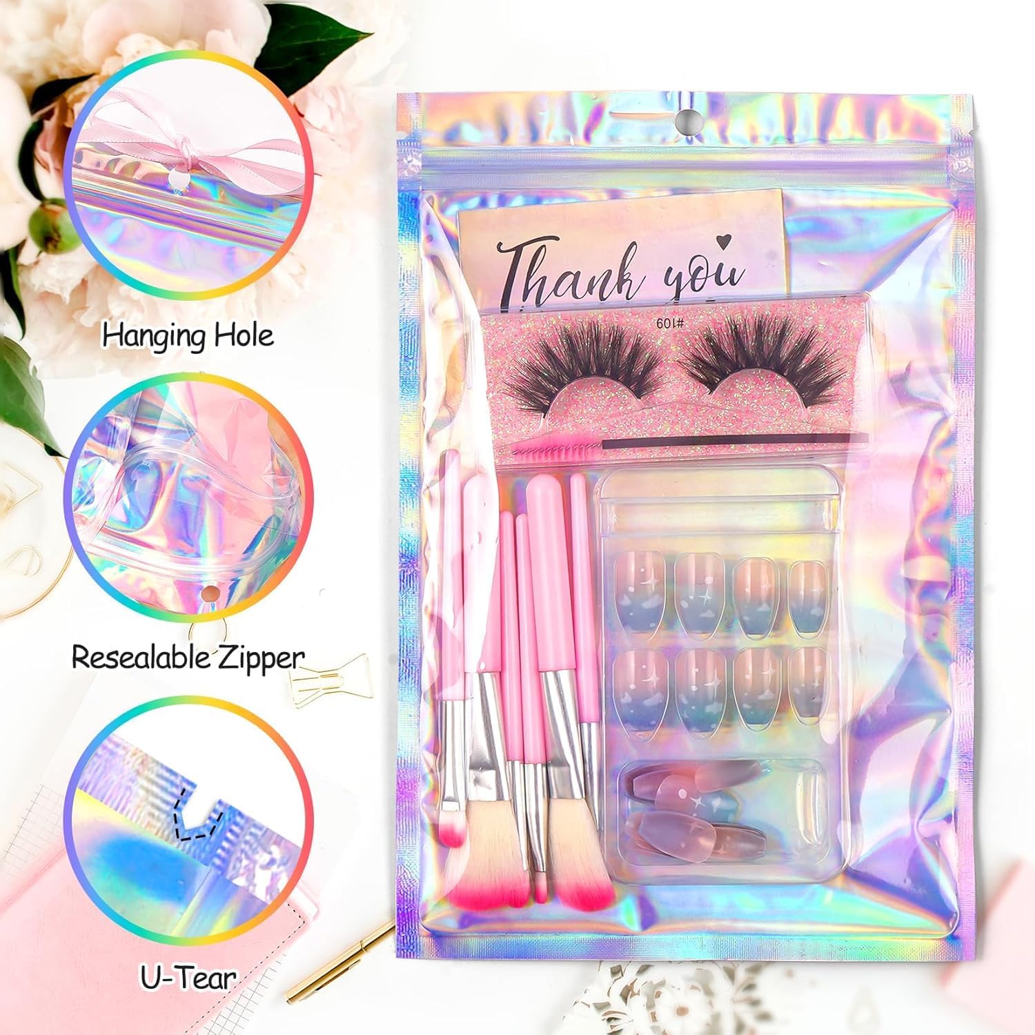 Thumbnail 3 de FUNFERY 100-xmas-GH Holographic Resealable Bags, 6.3 x 9.4-Inch, 50-Pack