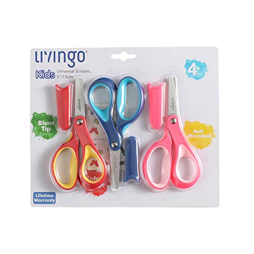 Detalle de LIVINGO Kids Scissors 3 Pack, 5" Blunt Safety School Craft