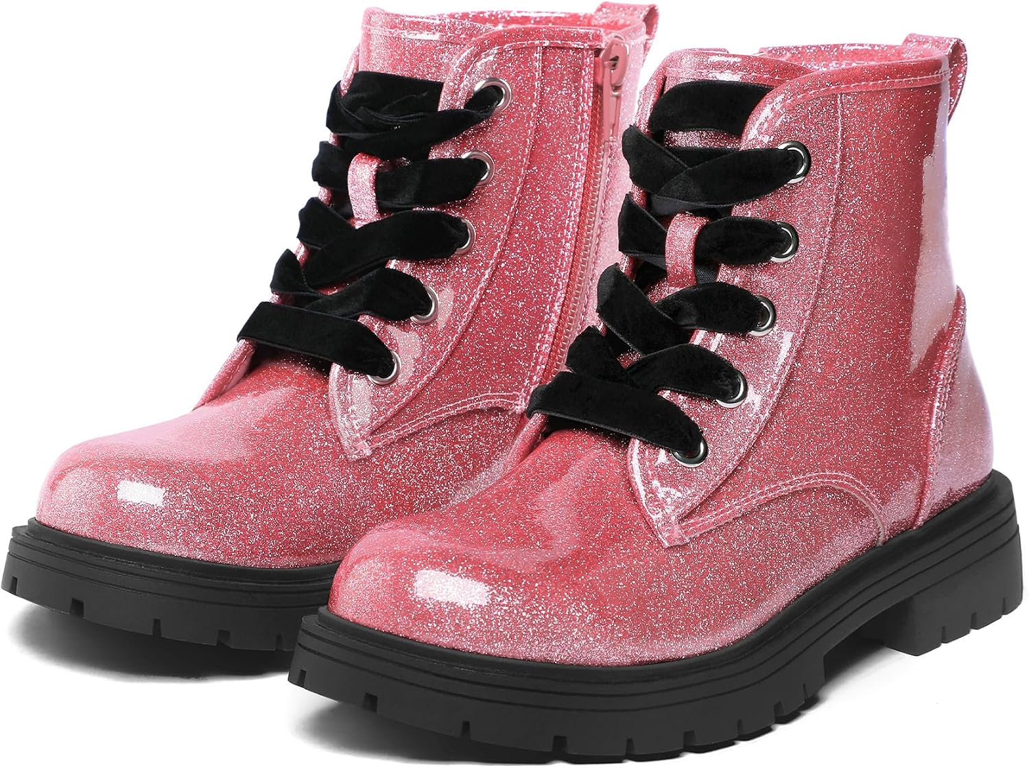 Detalle de K KomForme Girls’ Glitter Combat Ankle Boots with Side Zipper