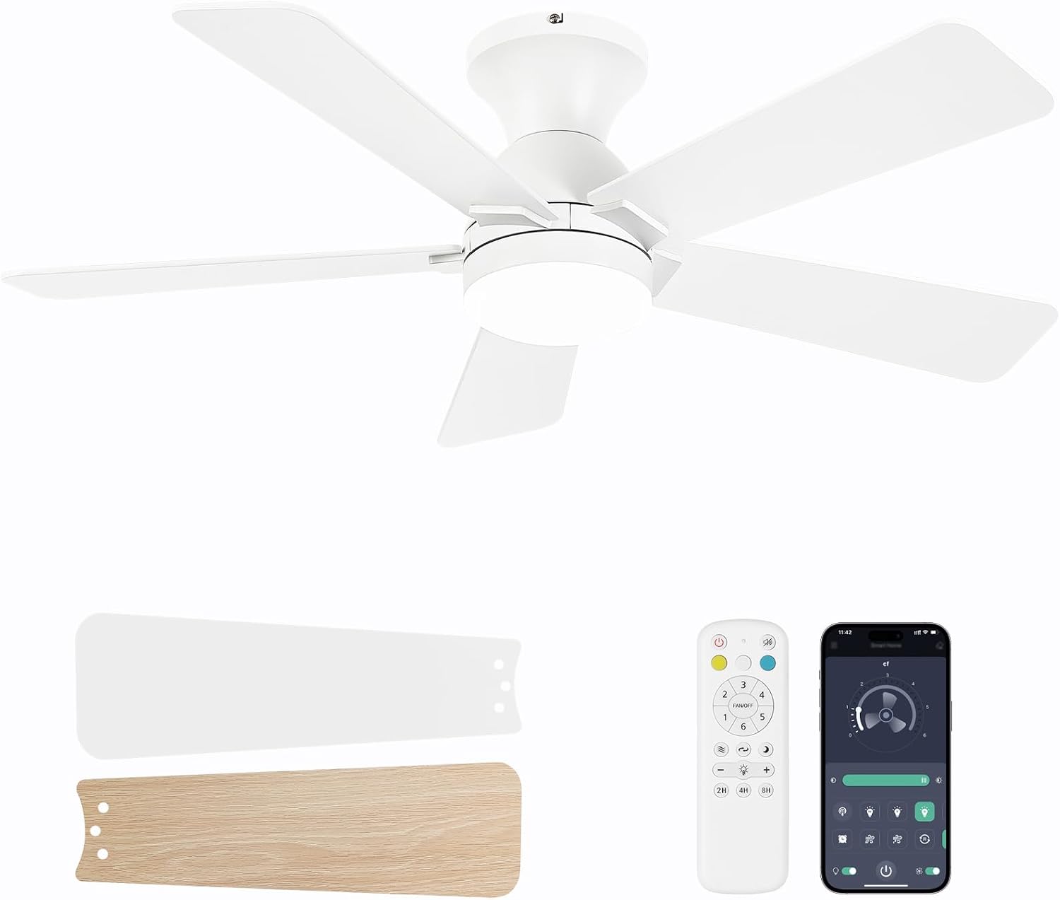 Detalle de Dolavast HY-6163-5/42 42-Inch Low-Profile Ceiling Fan with Light