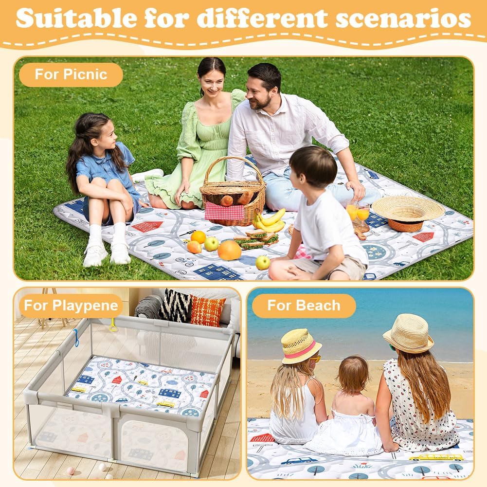 Detalle 2 de Aolso 127x127 cm Baby Play Mat – Foldable, Non-Slip & Waterproof Floor Mat