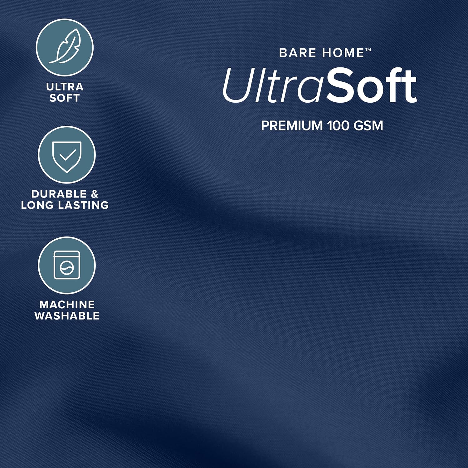 Detalle 2 de Bare Home Comforter Set – Queen Size (Dark Blue): Ultra-Soft, Goose Down Alternative