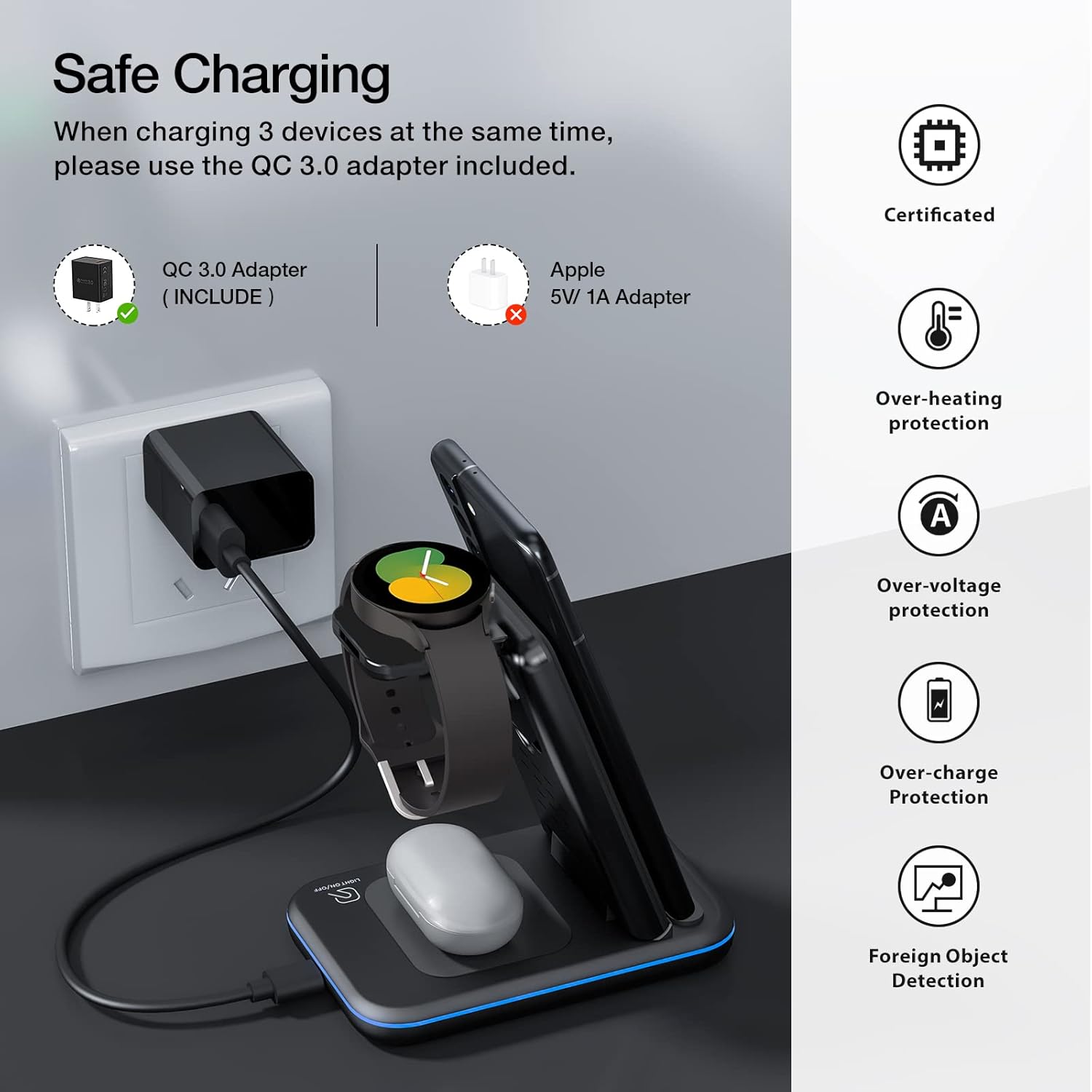 Thumbnail 5 de HOLYJOY Foldable 3-in-1 Wireless Charger for Galaxy