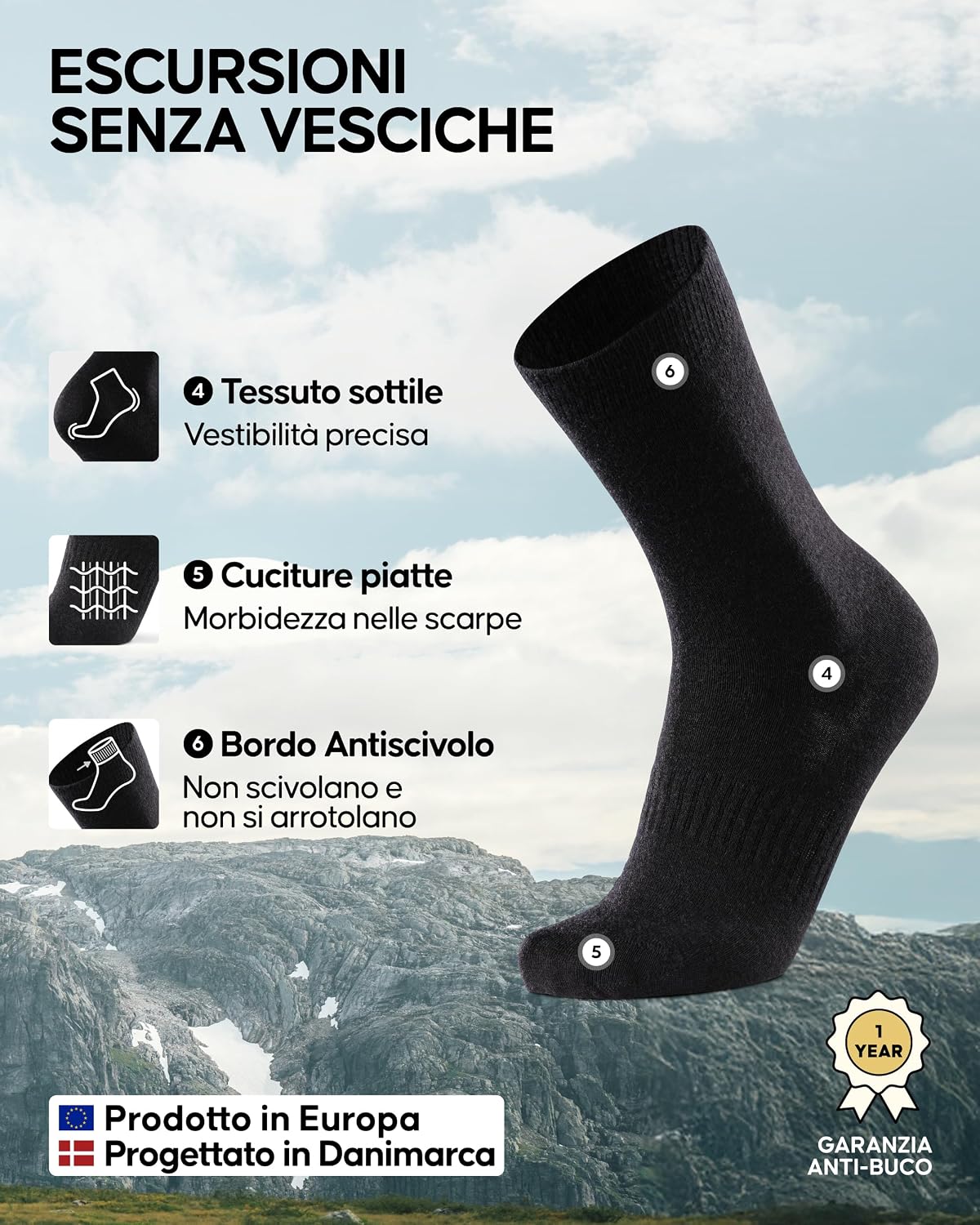 Detalle de Danish Endurance calzini lana merino 2 paia
