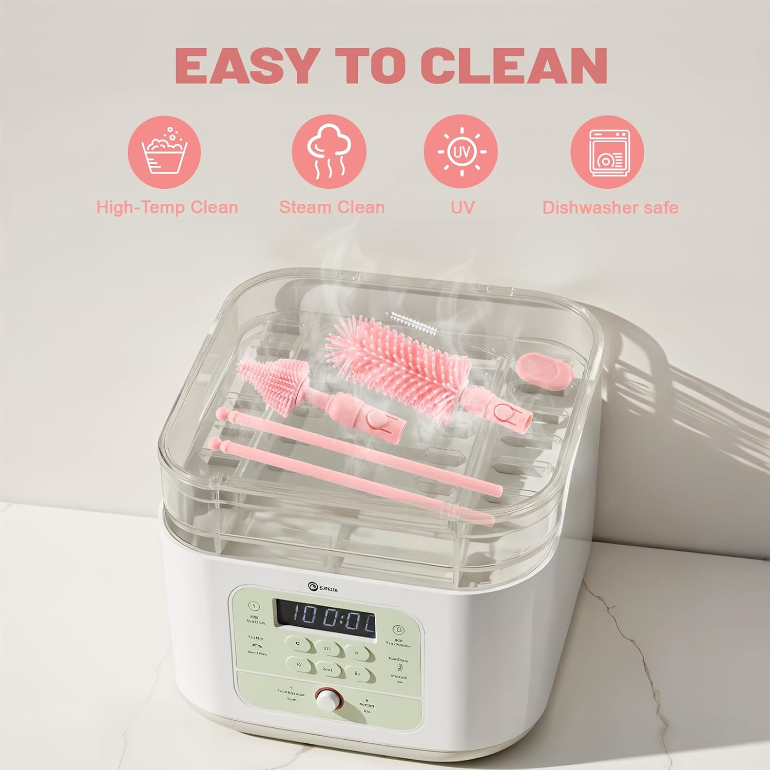 Thumbnail 4 de Hranio Baby Bottle Brushes Set with Travel Drying Rack and Soap Dispenser (Pink)
