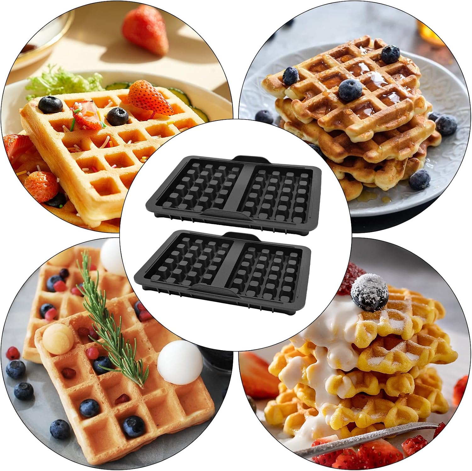 Thumbnail 6 de HVIHWI 2er Waffeleinsatz aus Silikon – belgische Waffeln kompatibel zu Ninja Airfryer AF300EU/AF400EU/AF451EU/SL400EU/AF500DE