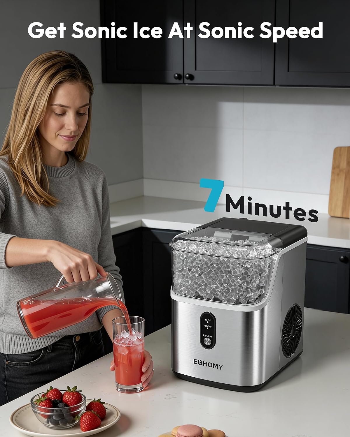 Thumbnail 1 de EUHOMY Nugget Ice Maker Countertop: Soft, Chewable Pebble Ice in Minutes