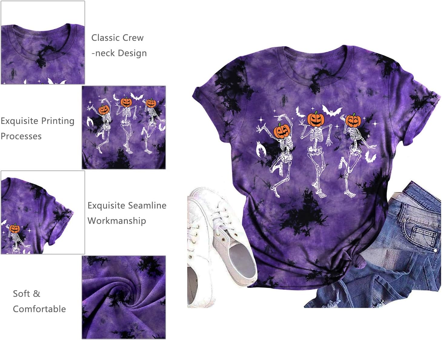 Thumbnail 5 de Halloween T-Shirt with Dancing Skeleton Graphic