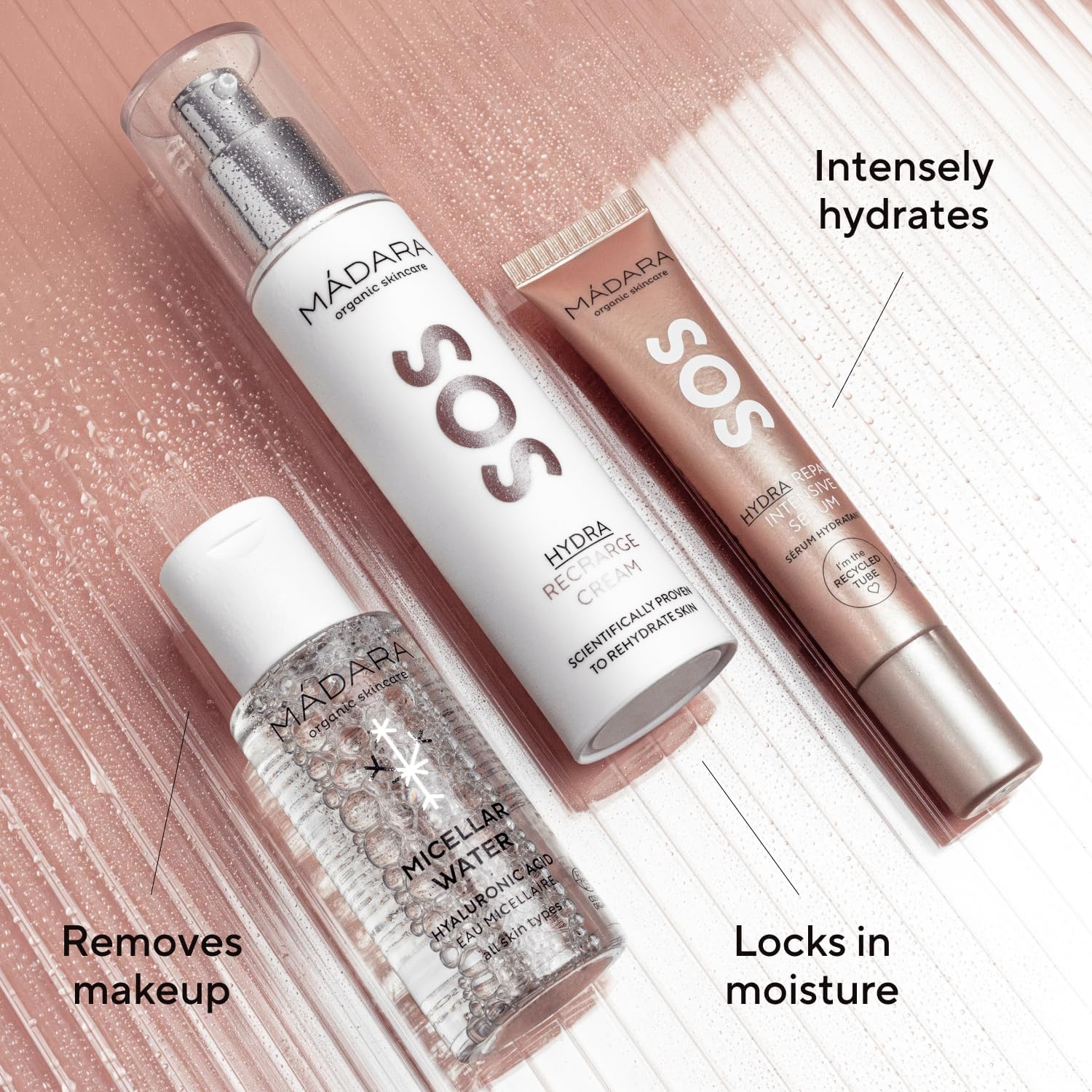 Thumbnail 3 de MÁDARA SOS Hydra Star Collection Coffret cadeau – 3 pièces (eau micellaire, sérum hydratant réparateur et crème)