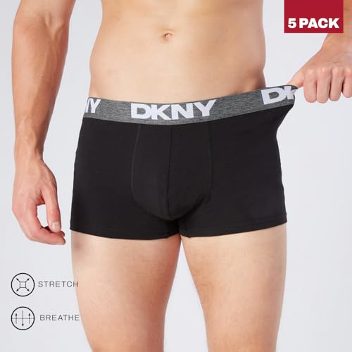 Detalle 2 de DKNY Portland Mens Boxer Shorts Multipack (Pack of 5) – Cotton Blend, Black, XL