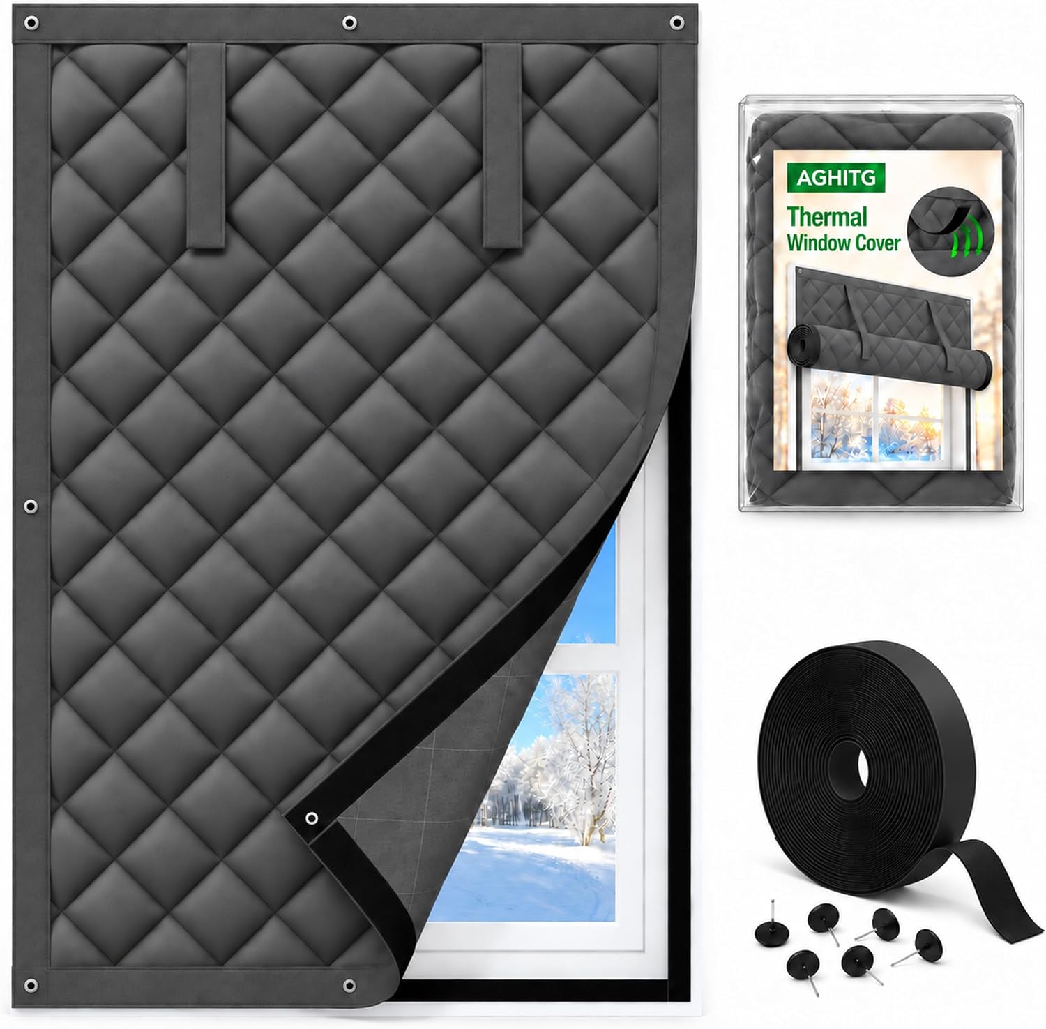 Detalle de AGHITG 3660 Thermal Window Insulation Cover, 38 x 62 in. Oxford Fabric