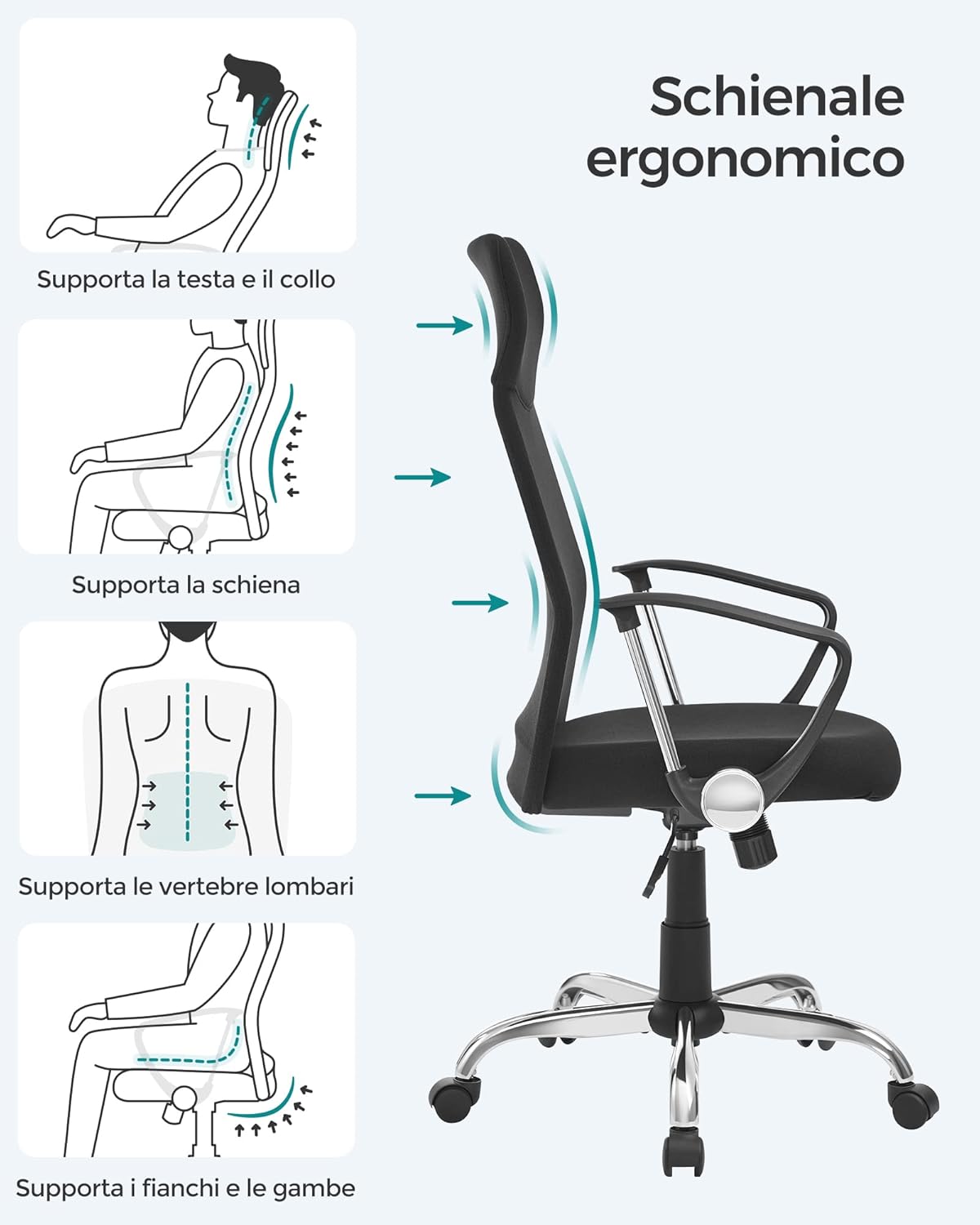 Detalle 2 de SONGMICS OBN034B01 sedia da ufficio 120 kg