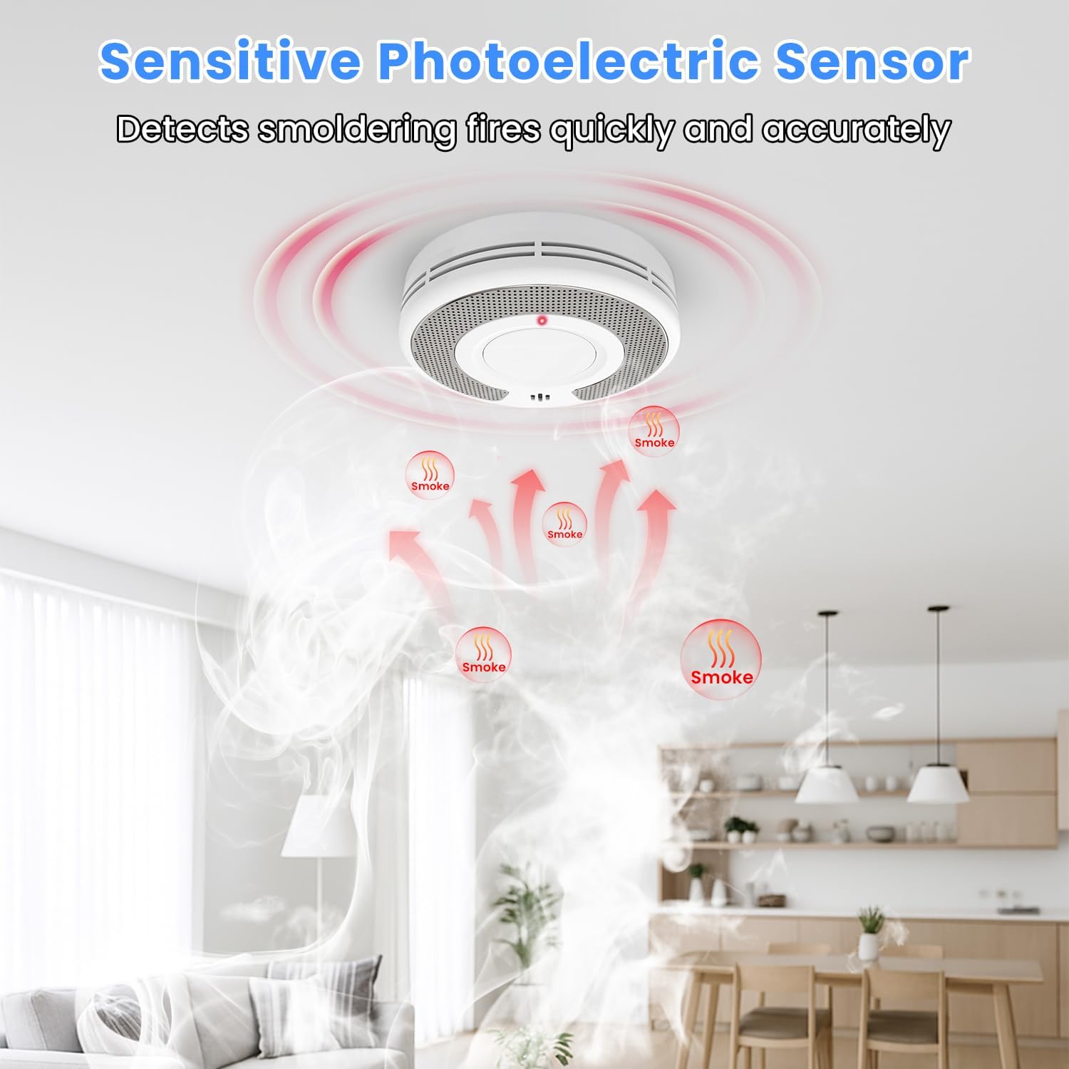 Thumbnail 2 de Smoke Alarm for Home – 10-Year Battery Powered with Big Test/Silence Button | Alertlink