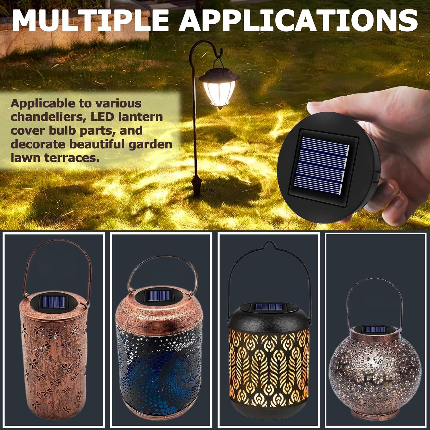Thumbnail 5 de Solar Light Top 8cm Replacement for Outside Lanterns (2-Pack) – 1.2V 600mAh Warm LED, IP44