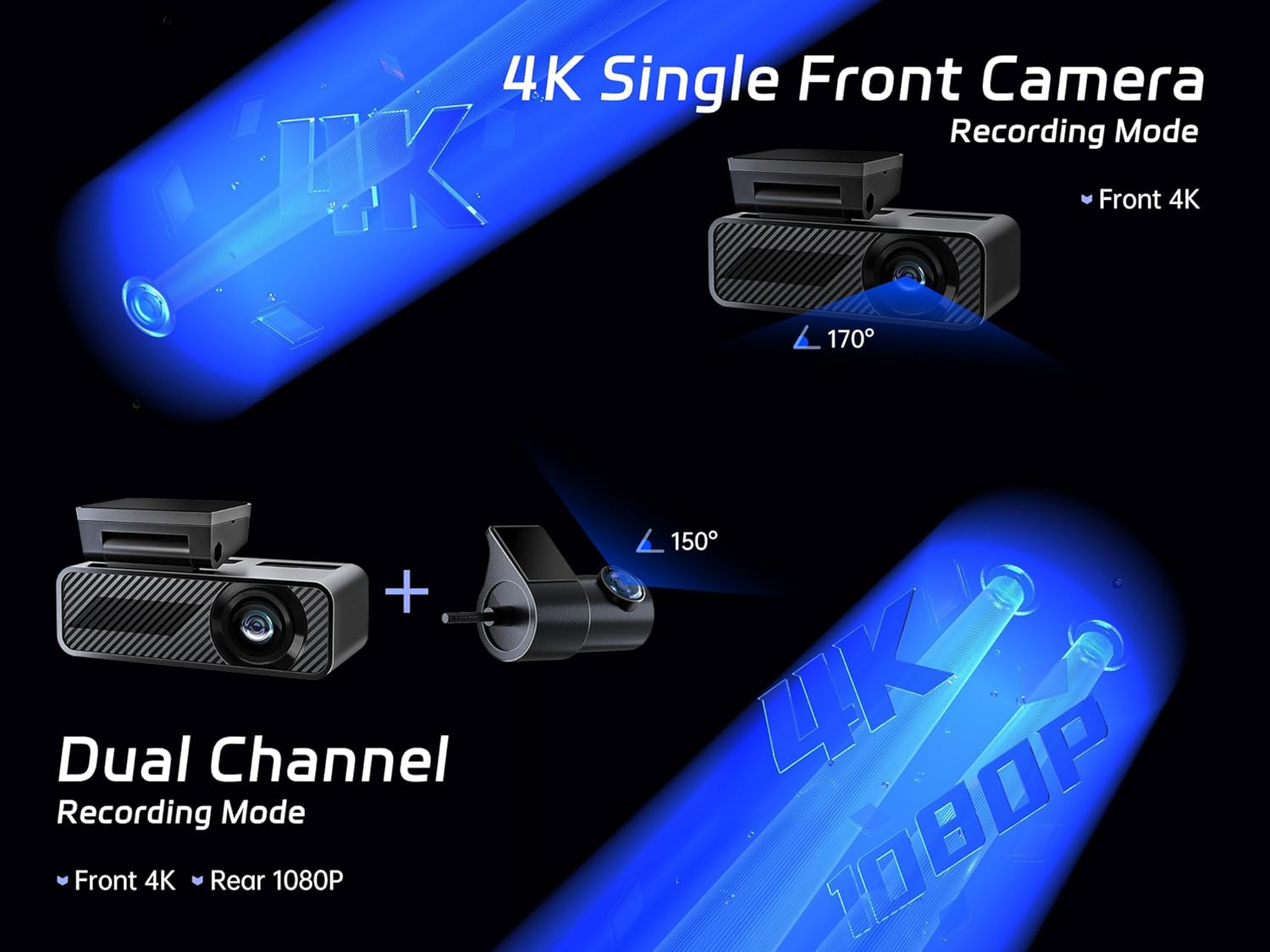 Detalle 2 de Pelsee 4K Dash Cam Front and Rear 64GB