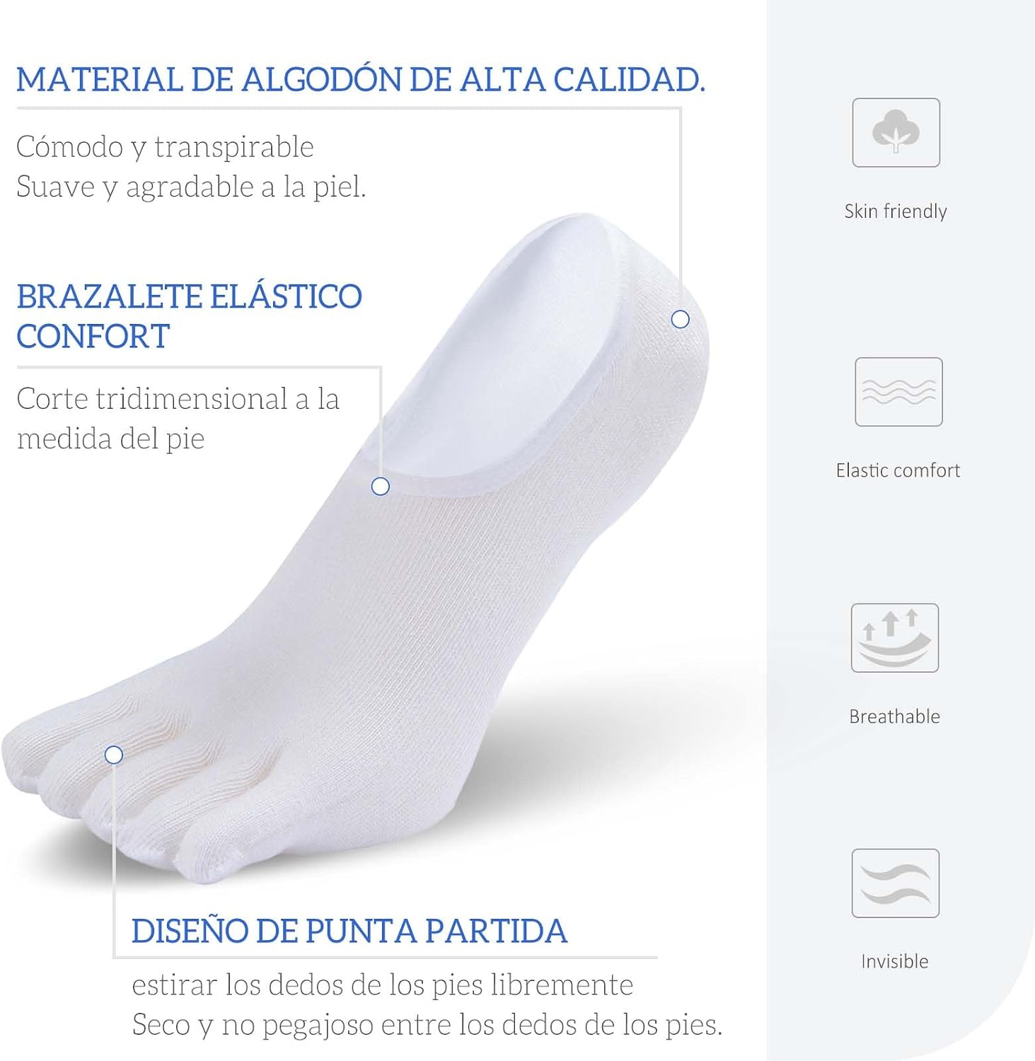 Thumbnail 2 de PUTUO Calcetines dedos invisibles hombre 4 pares