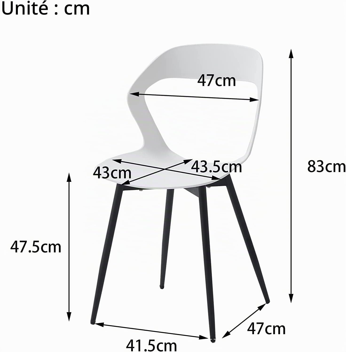 Thumbnail 2 de BenyLed LK-PPY eetkamerstoelen, set van 4 met witte polypropyleenzittingen