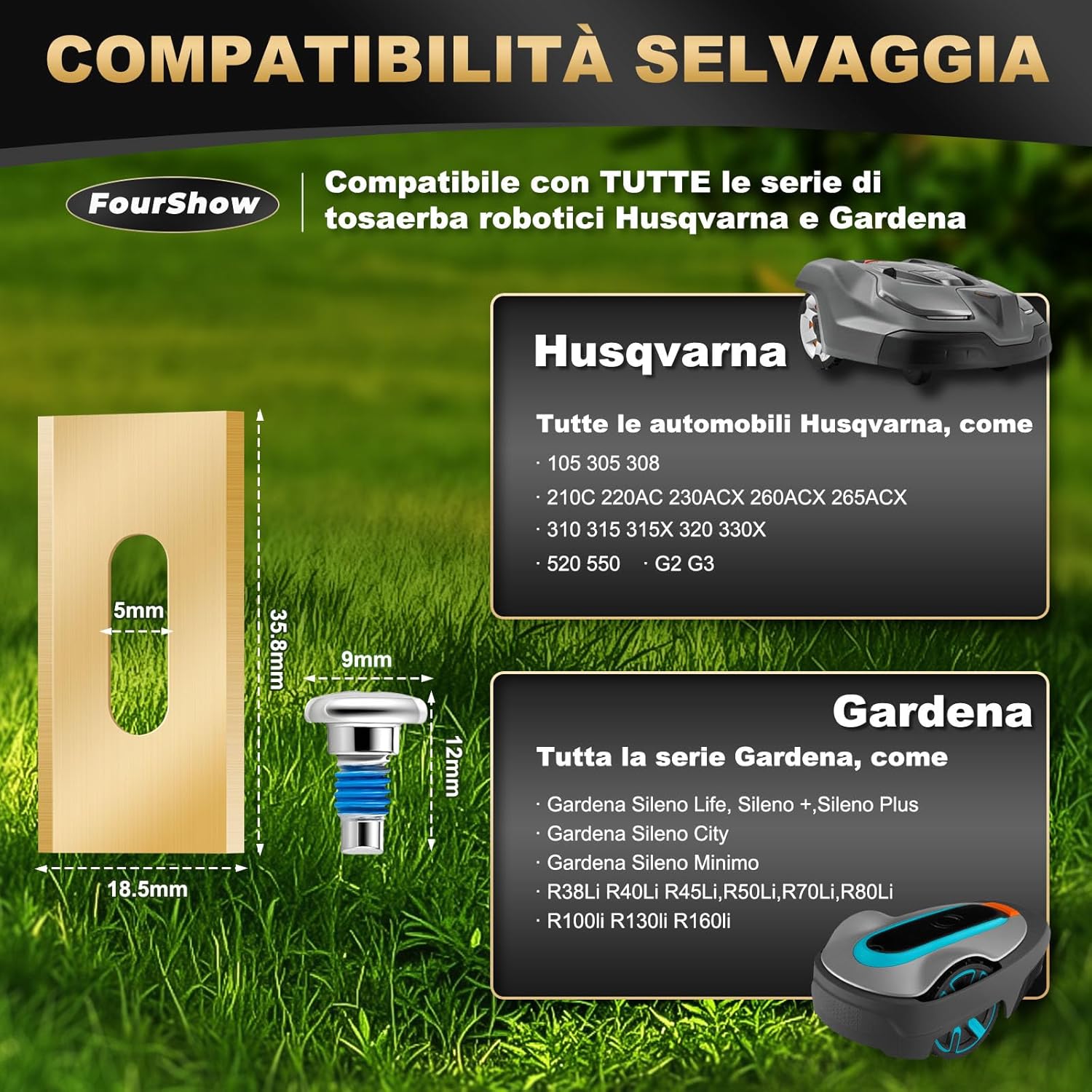 Thumbnail 3 de FourShow 36 lame di ricambio per robot tosaerba Husqvarna e Gardena, Endurance