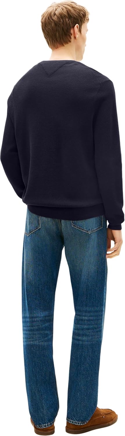 Detalle de Tommy Hilfiger Pull Homme Essential Structure – Bleu Desert Sky, Regular Fit, L