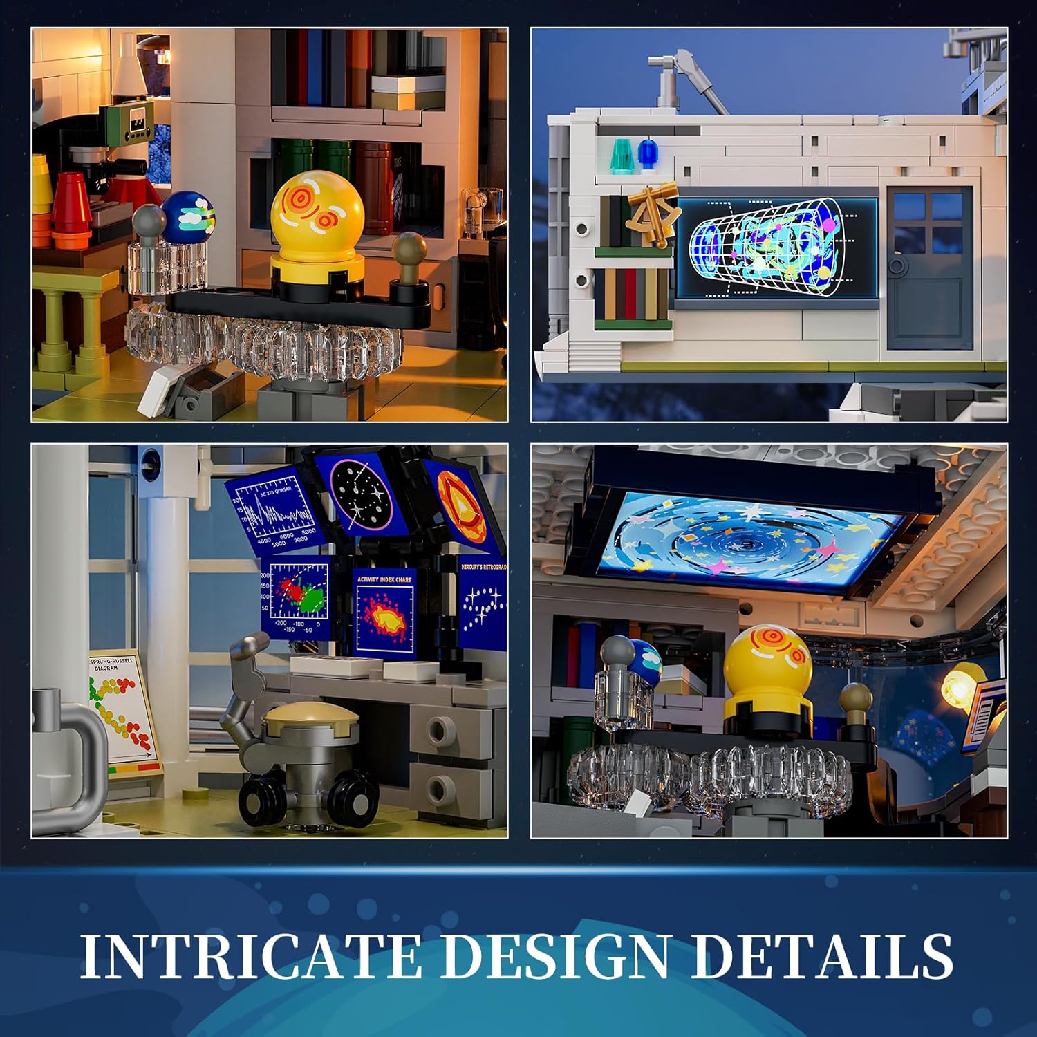 Thumbnail 3 de Lumibricks Alpine Sternwarte Modellbausatz mit Licht (L9091) – Sternenhimmel-Projektor, 2 Figuren und drehbare Sternwarte