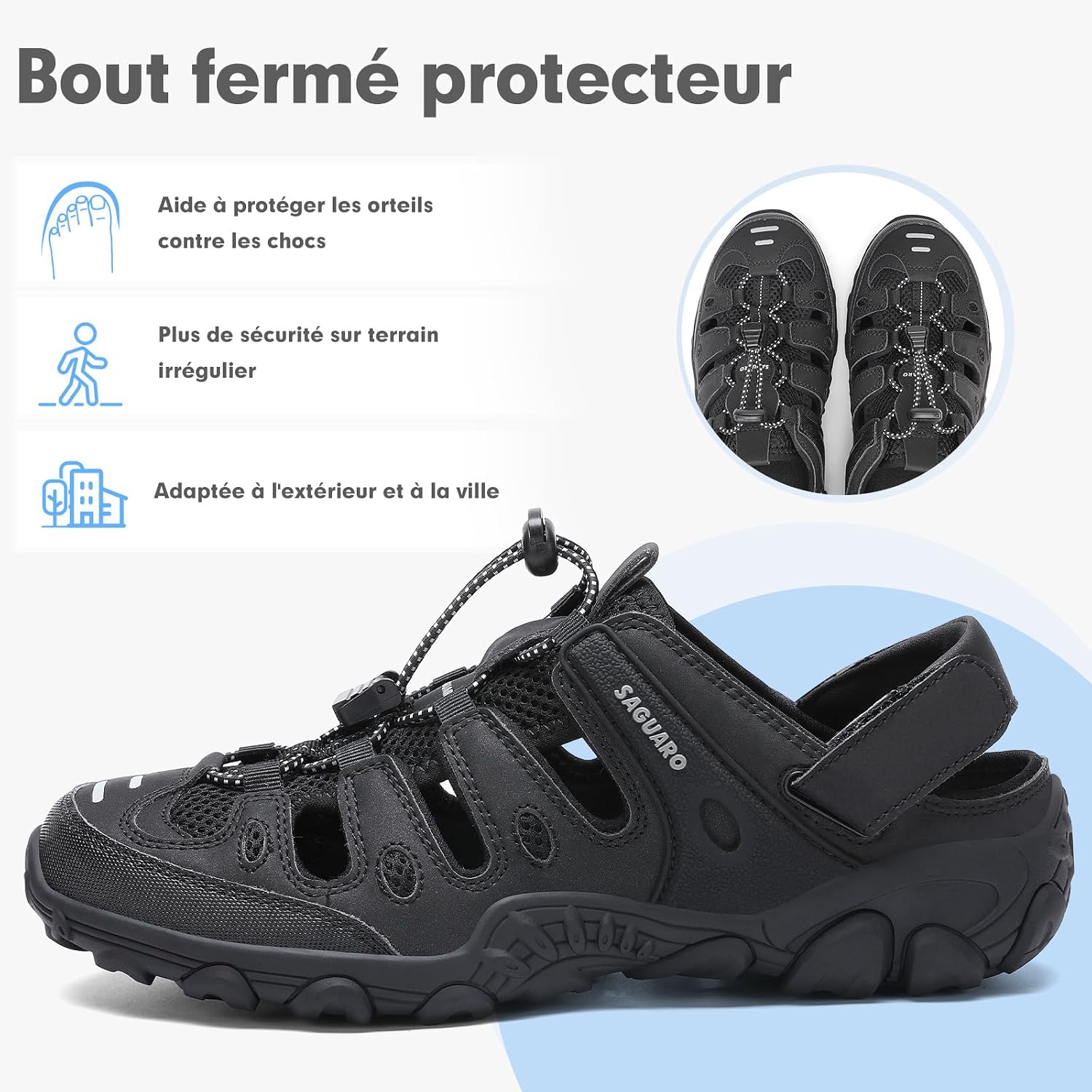 Thumbnail 3 de Sandales de trekking SAGUARO Homme Femme à orteils fermés respirantes, antidérapantes