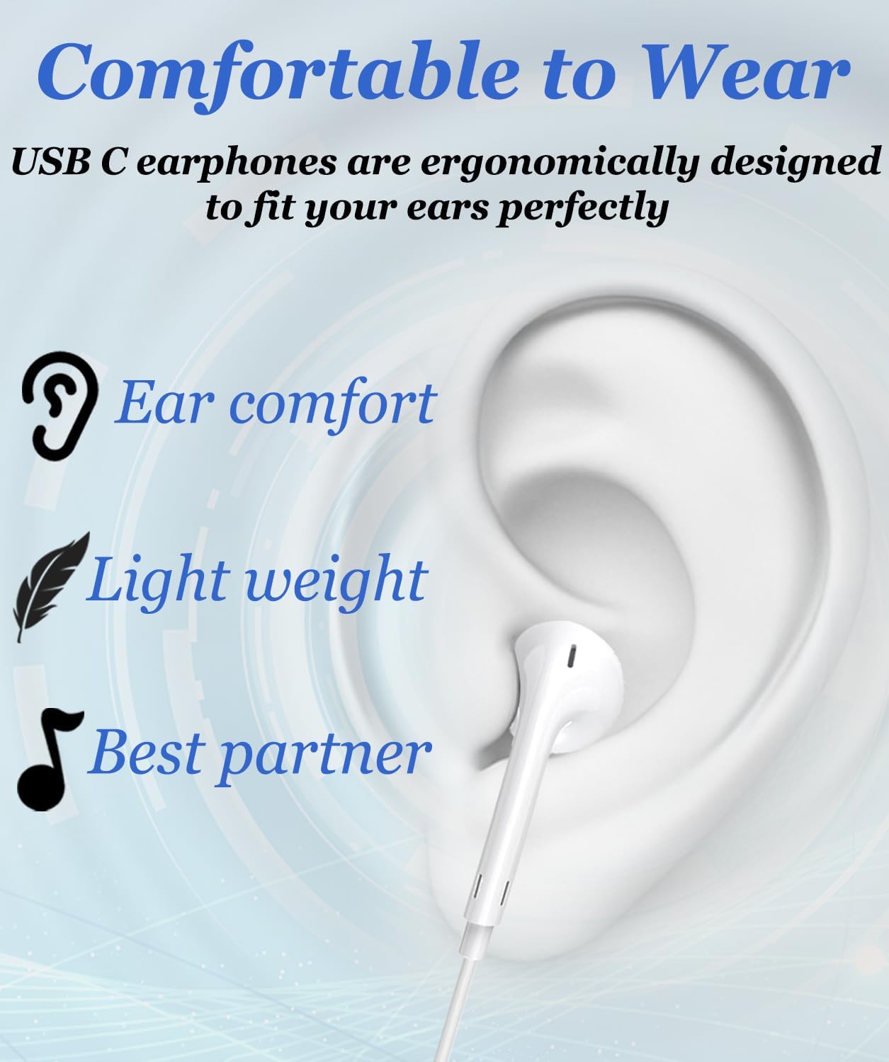 Thumbnail 5 de USB C Headphones for iPhone 17 - 2 Pack Type C Earphones with Built-In Mic and Volume Control