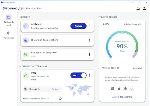 Thumbnail 6 de Malwarebytes Premium + Privacy VPN — Protection multi-plateforme pour 4 appareils (12 mois) avec code d’activation par email