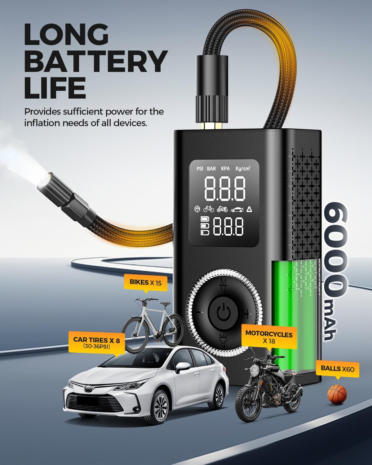 Thumbnail 3 de Tire Inflator Portable Air Compressor with Type-C Charging ⛽