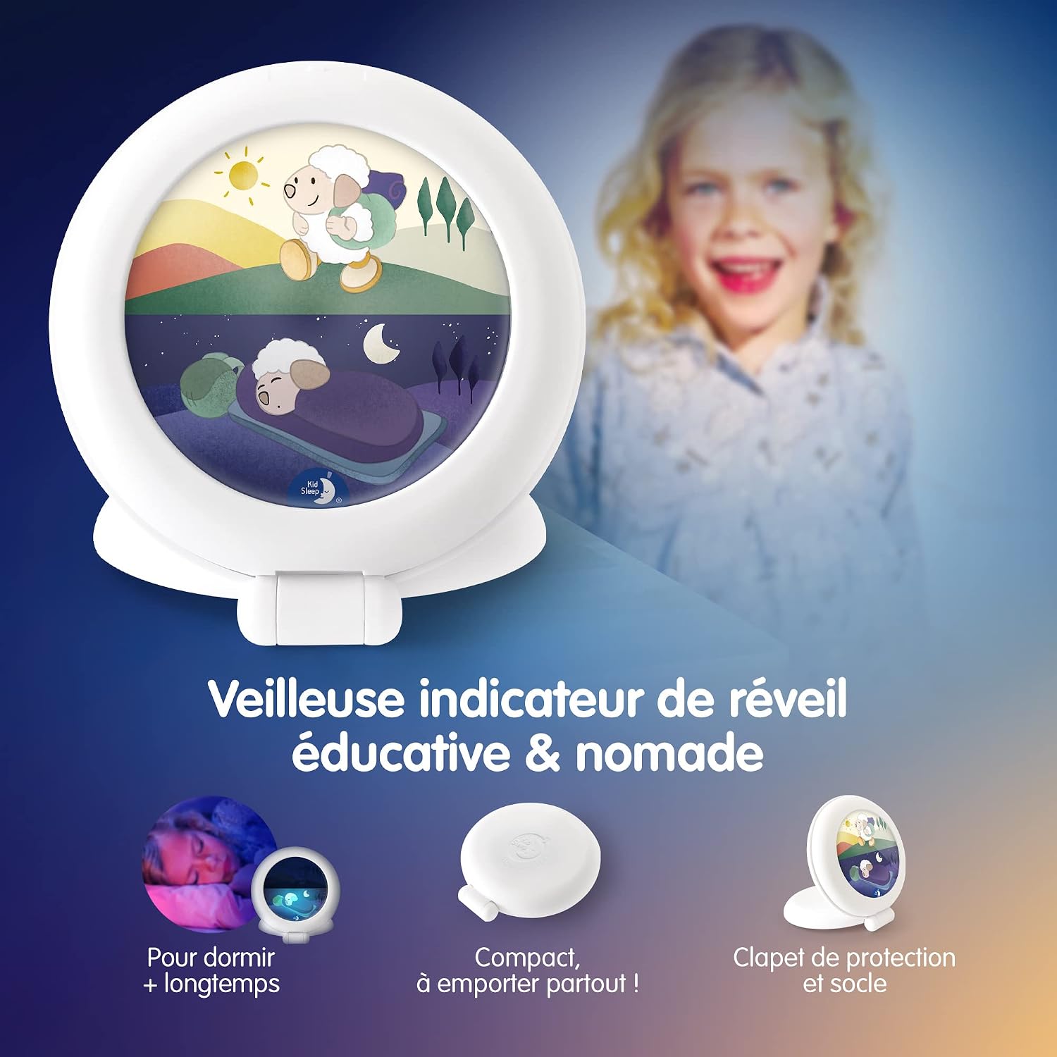 Detalle de Pabobo Kid Sleep Réveil Éducatif Nomade pour Enfants – Jour/Nuit, Blanc