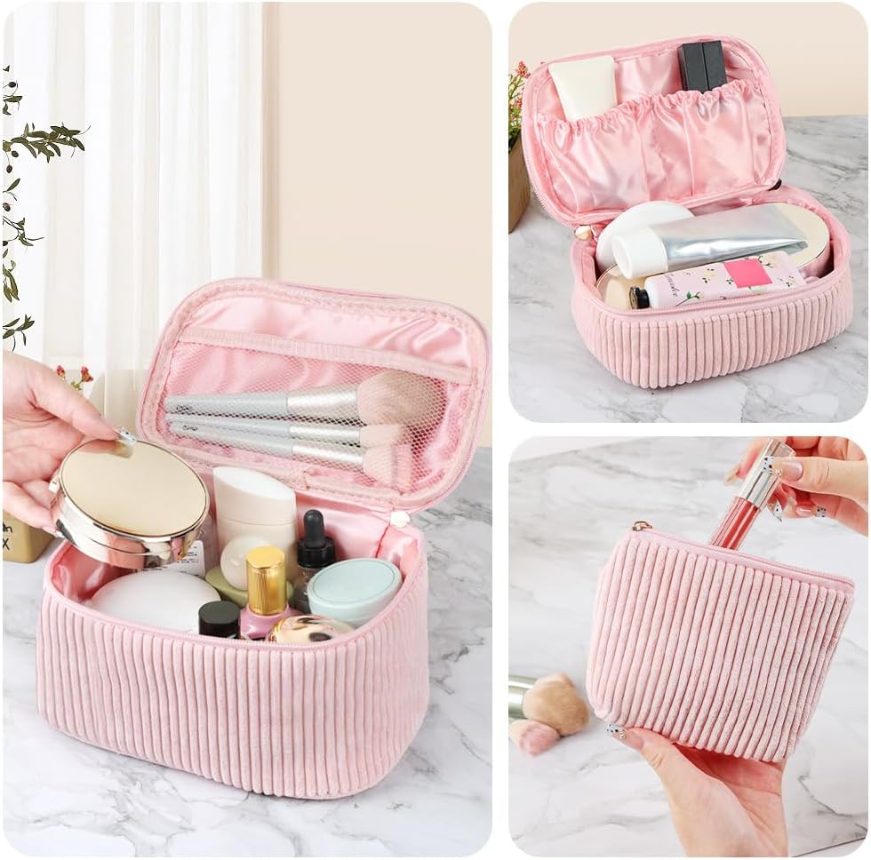Thumbnail 2 de Aucuu Trousses de Maquillage – Lot de 3 Trousse en Velours Côteleté, idéal voyage et usage quotidien