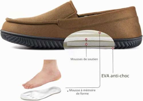 Detalle 2 de RockDove chaussons mocassins homme 42 EU marron, mousse à mémoire de forme