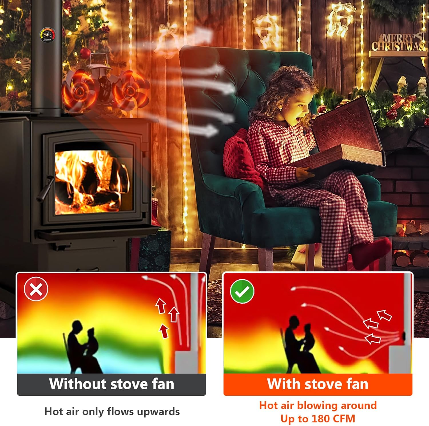 Thumbnail 4 de Dual Log Burner Fan Silent 2-speed log burner fan