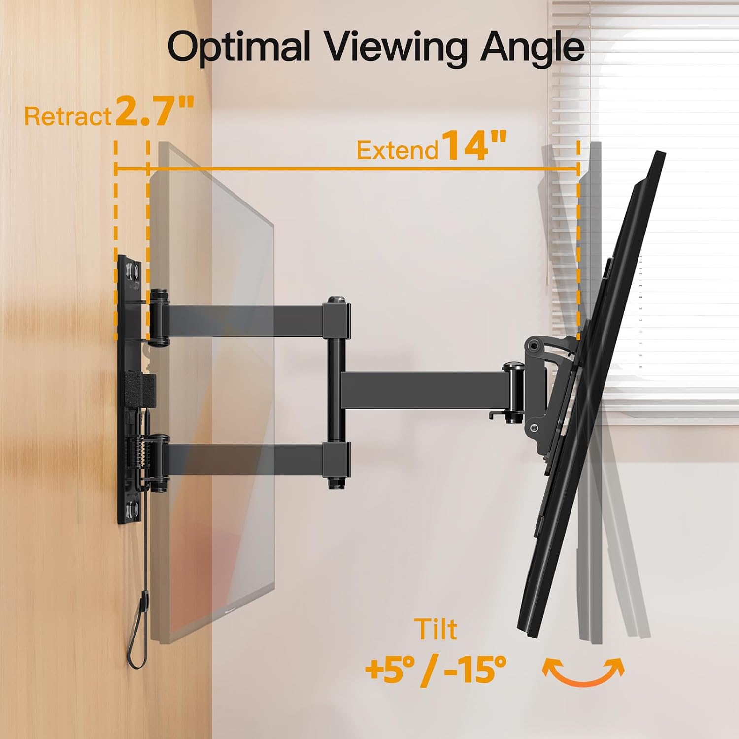 Thumbnail 2 de ELIVED RV TV Mount for Camper — Lockable Full-Motion Mount for 13–43 Inch TVs