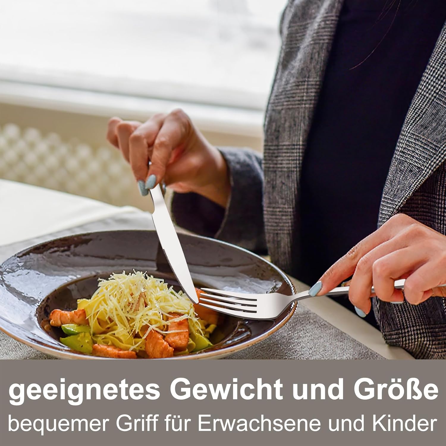 Detalle 2 de Deedro Besteck-Set für 12 Personen (60-teilig) aus Edelstahl – Messer, Gabeln, Löffel & mehr