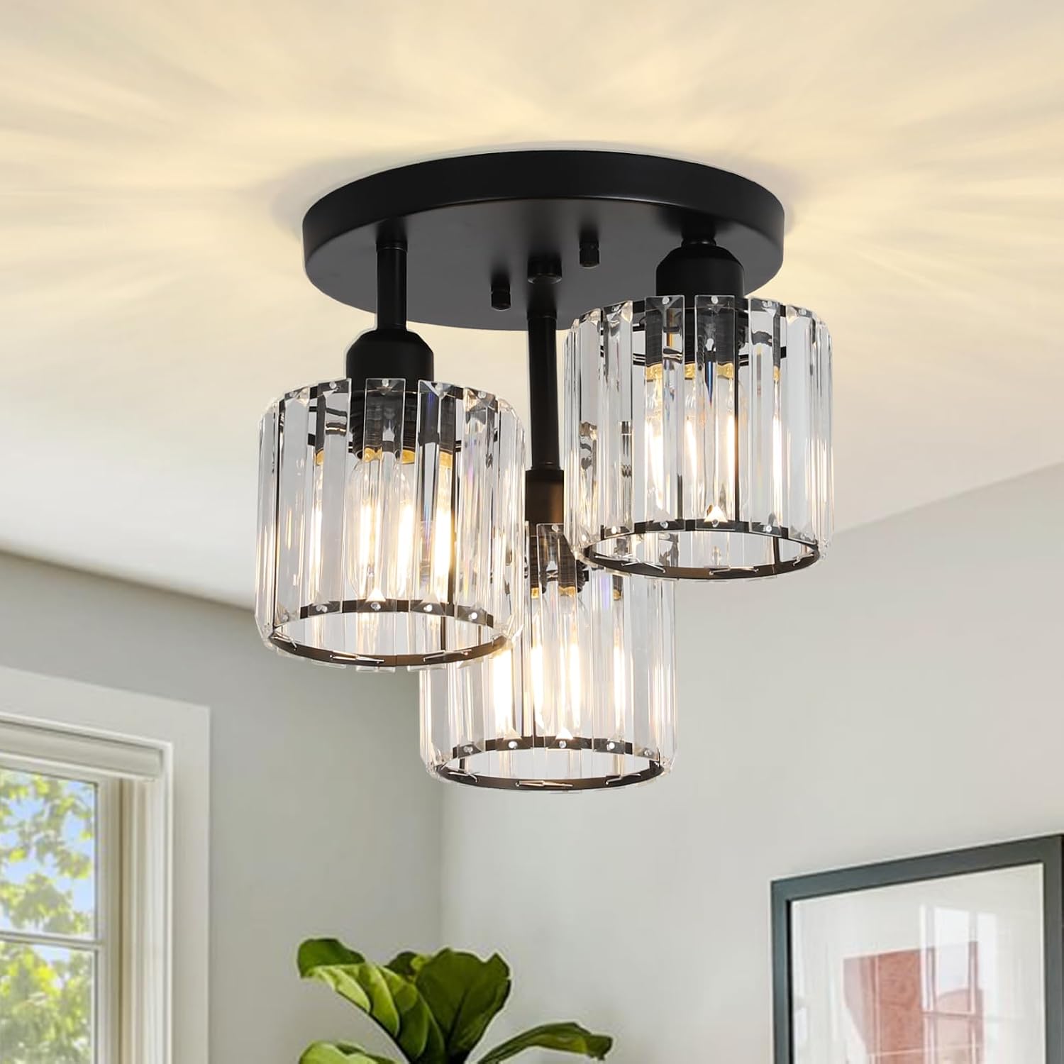 Rayofly Modern Crystal Chandelier 3-Light