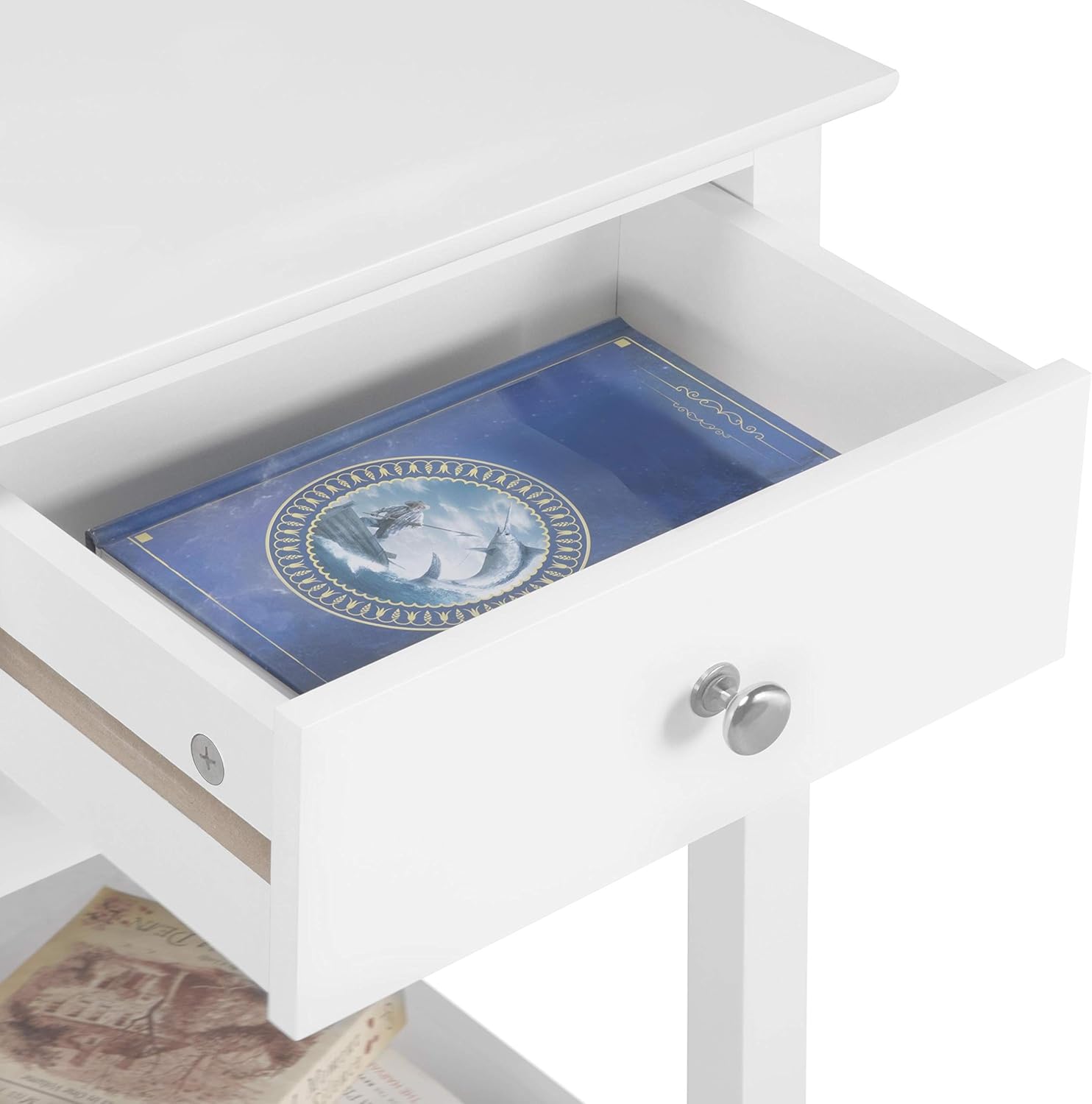 Thumbnail 3 de Yaheetech Comodino Tavolino da Letto con Cassetto e Ripiano – Stile Shabby Chic, MDF 40 x 30 x 61 cm