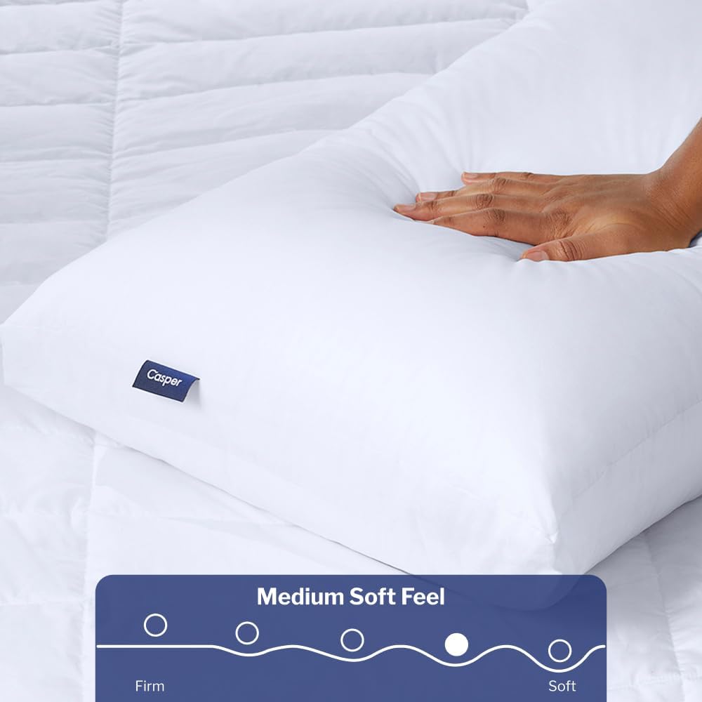 Detalle de Casper Sleep Original Pillow 2-Pack, King Size (Medium Soft) – Down-Alternative, All Sleep Positions