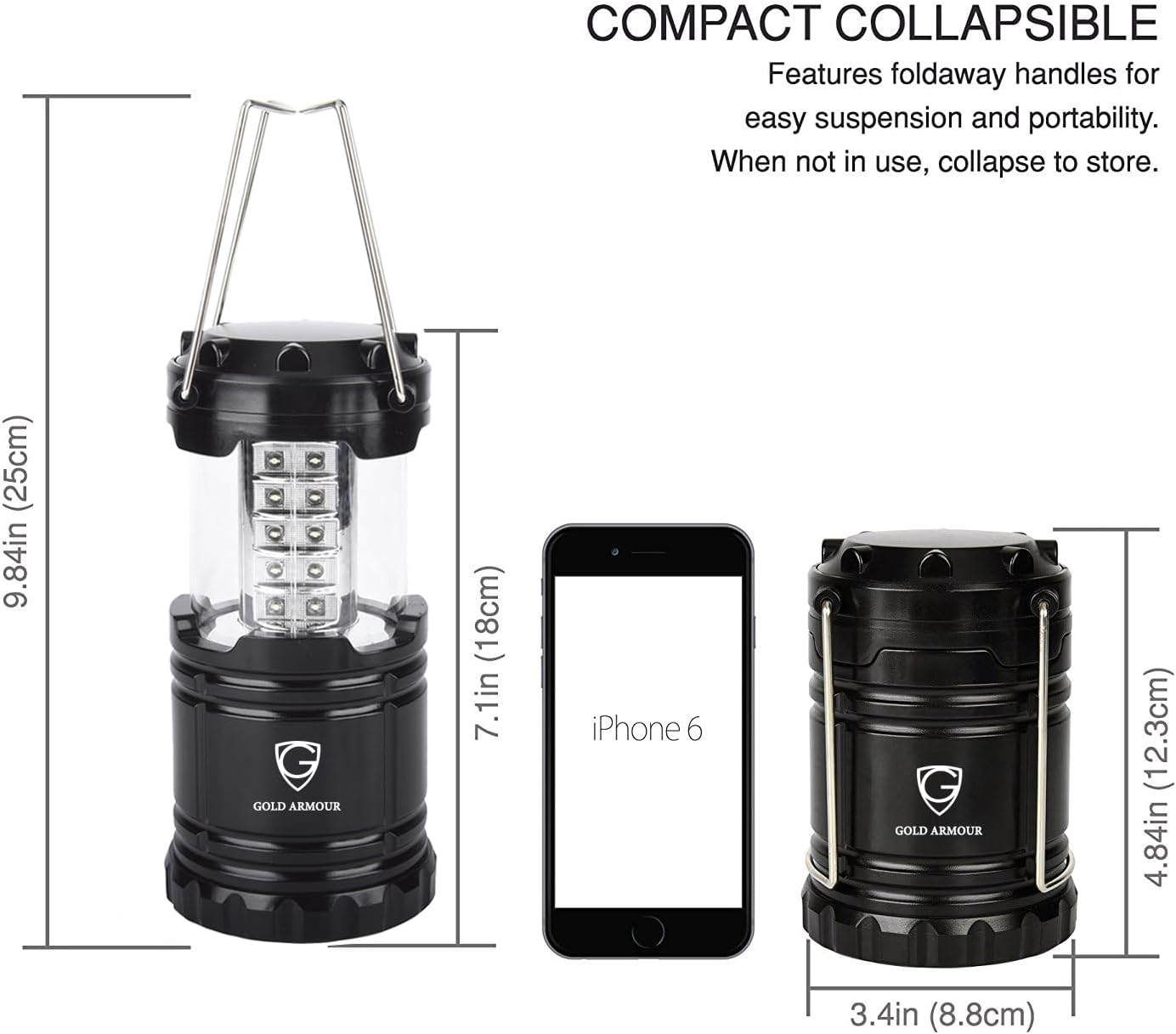 Thumbnail 3 de Gold Armour 4-Pack Camping Lanterns: Ultra-Bright, Battery-Operated Emergency Lights