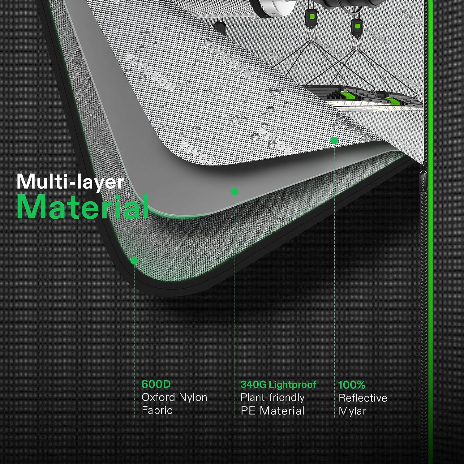 Detalle de VIVOSUN Grow Tent 108" x 48" x 80