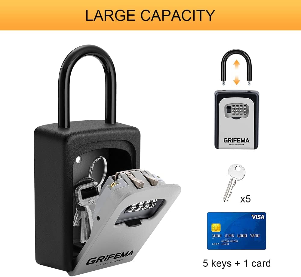Thumbnail 2 de GRIFEMA GA1004: Cassetta di Sicurezza per Chiavi, cassaforte portatile con gancio e combinazione a 4 cifre