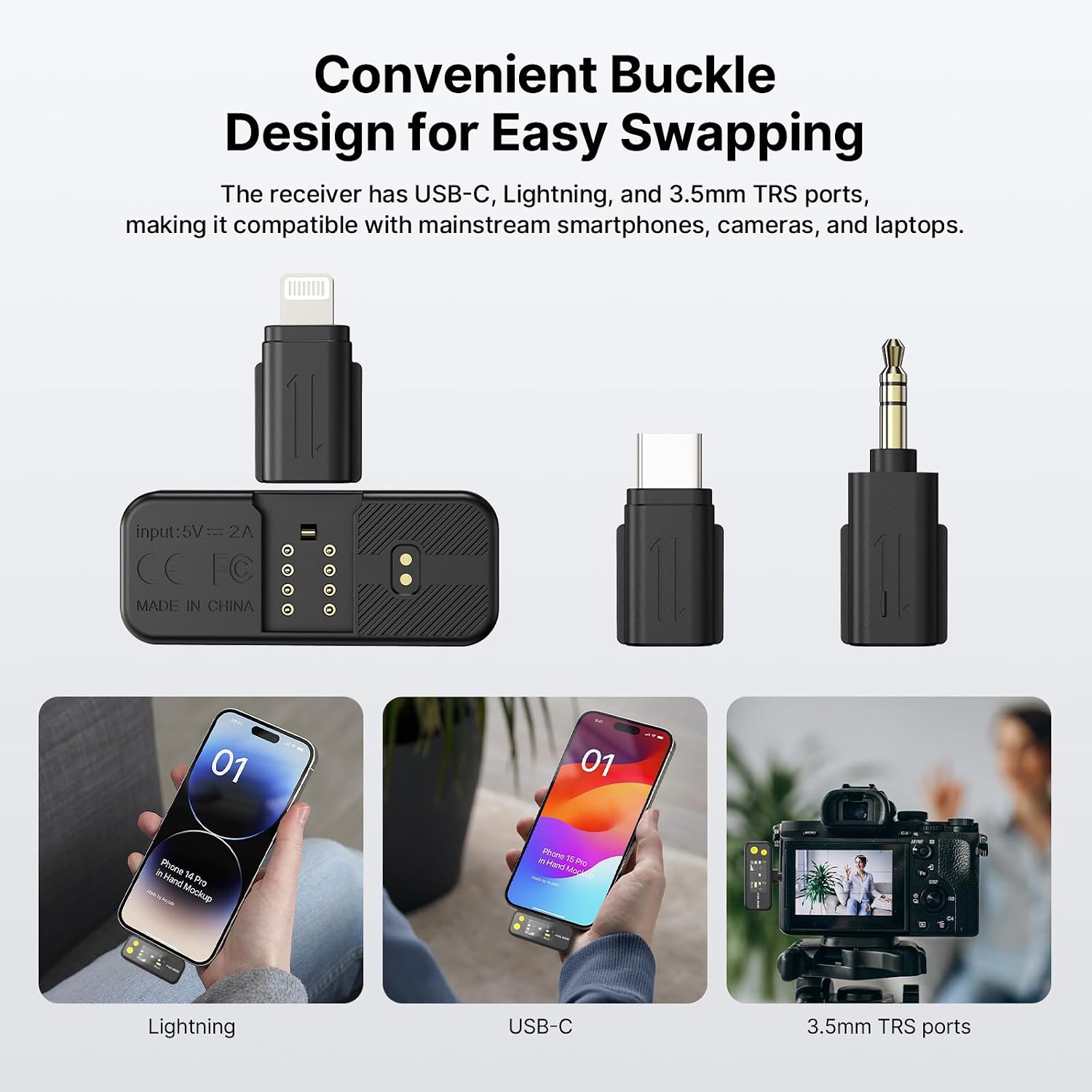 Detalle de FULAIM X5M microfono lavalier wireless per smartphone 18 ore
