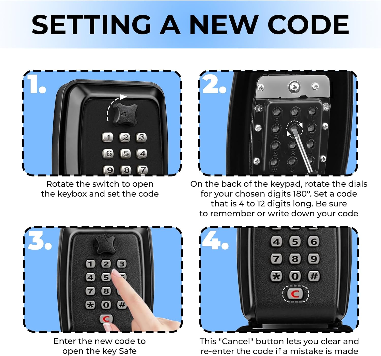 Thumbnail 4 de XShield 12-digit Combination Key Safe: Wall-mount Weatherproof Lock Box with Large Capacity