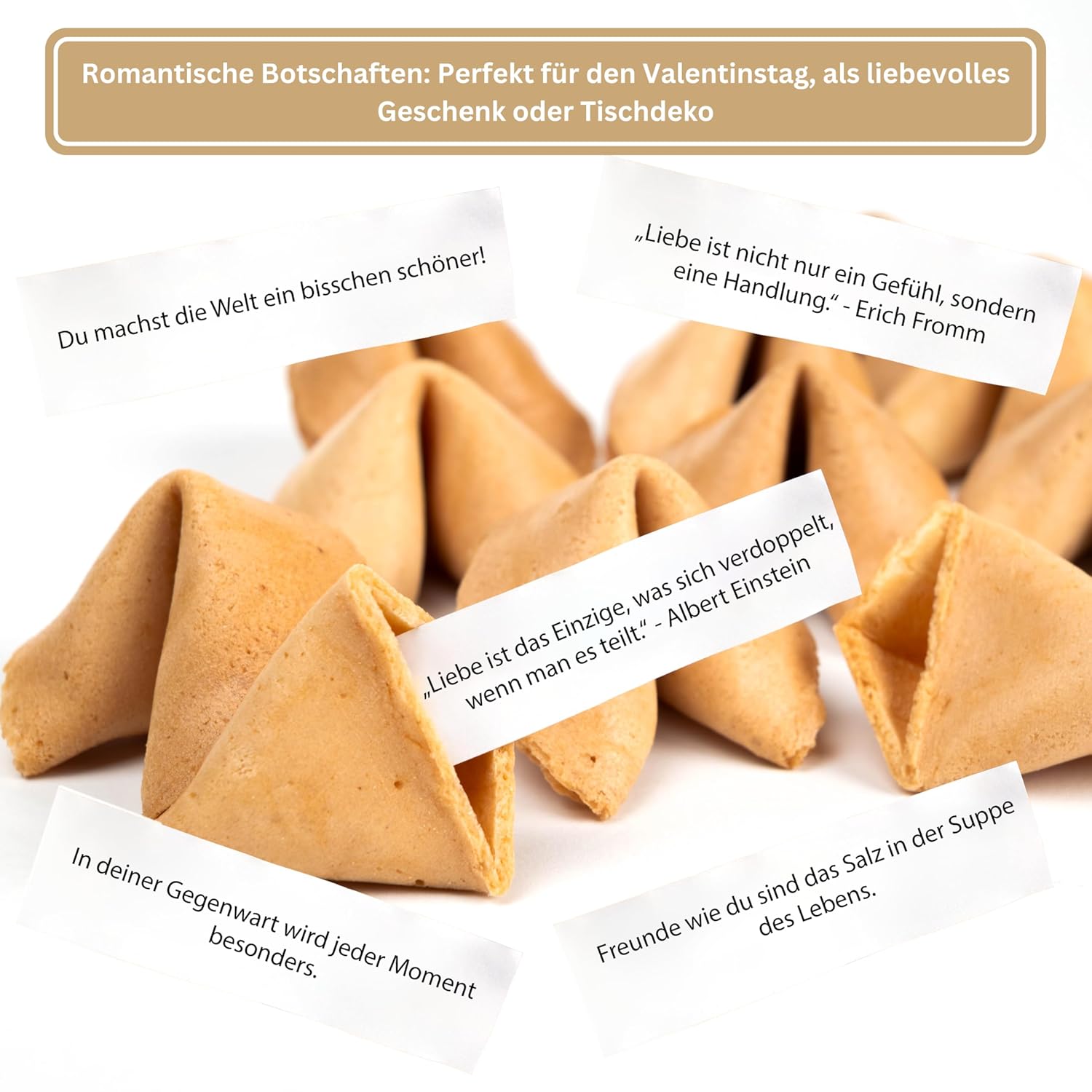 Detalle de Lucky Treats Valentinstag Glückskekse Kakao-Vanille – Be my Valentine | 25 Stück