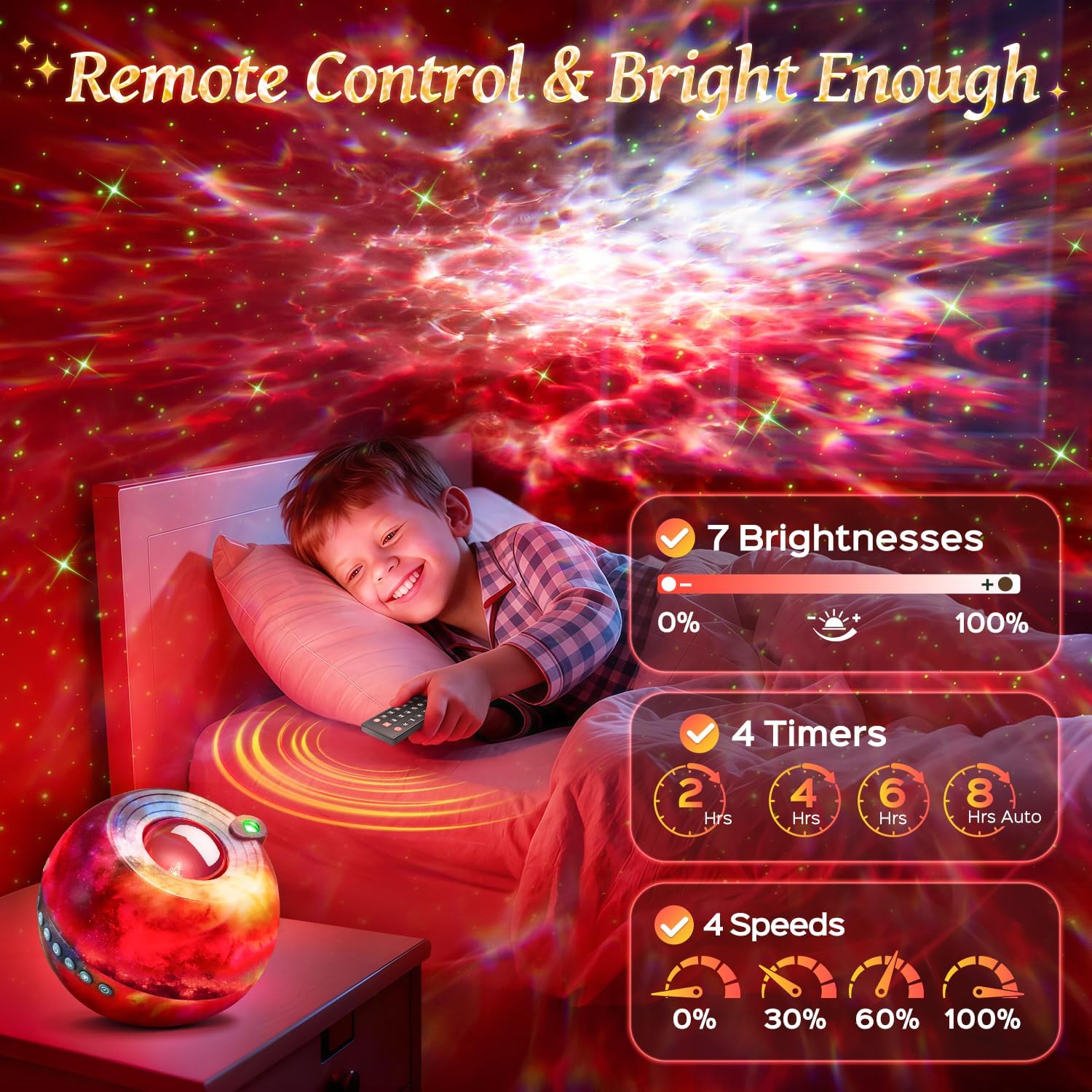 Detalle de One Fire WH-E14A Galaxy Projector with Multicolor Effects and Bluetooth Audio