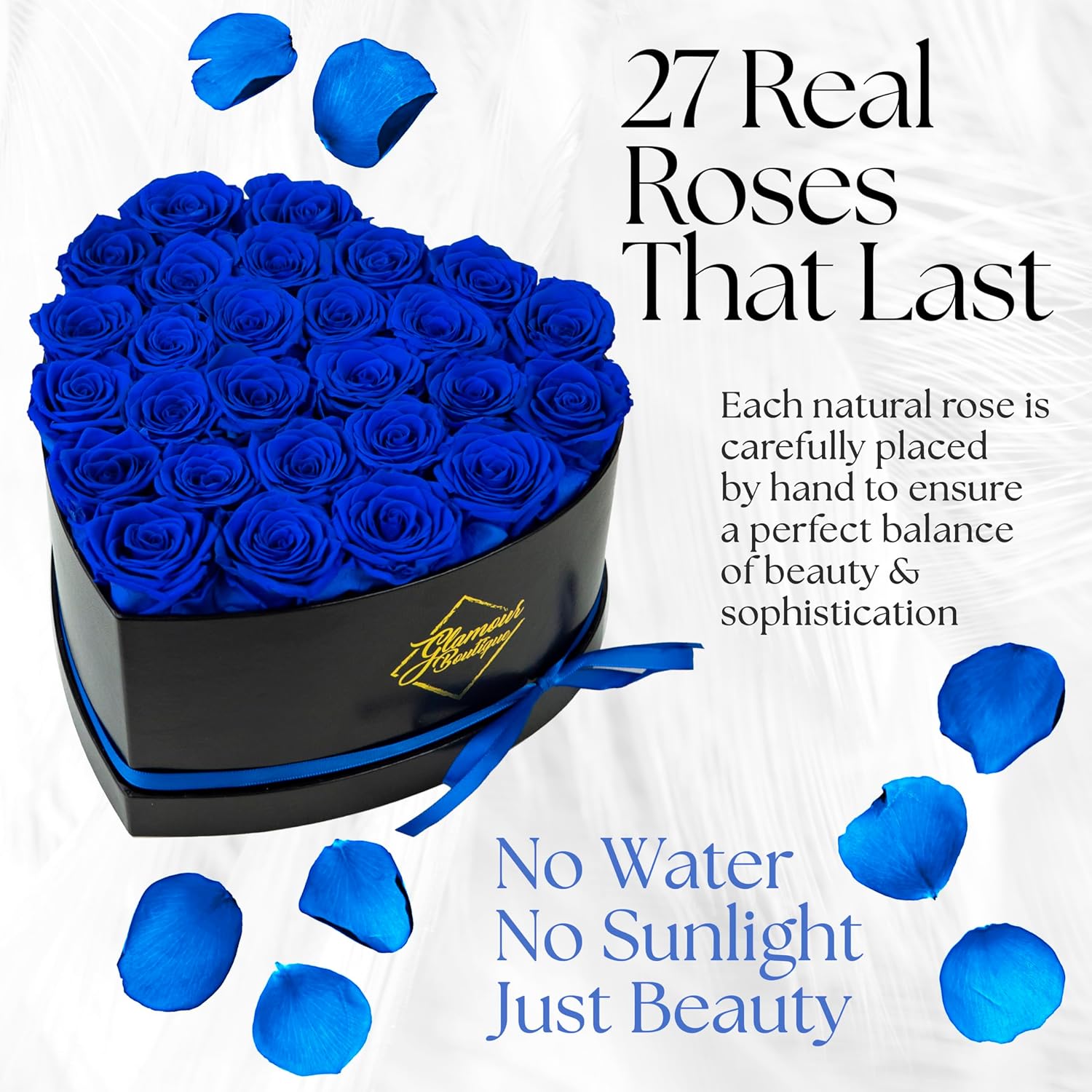 Detalle 2 de GLAMOUR BOUTIQUE 27 Heart Box preserved roses 🌹
